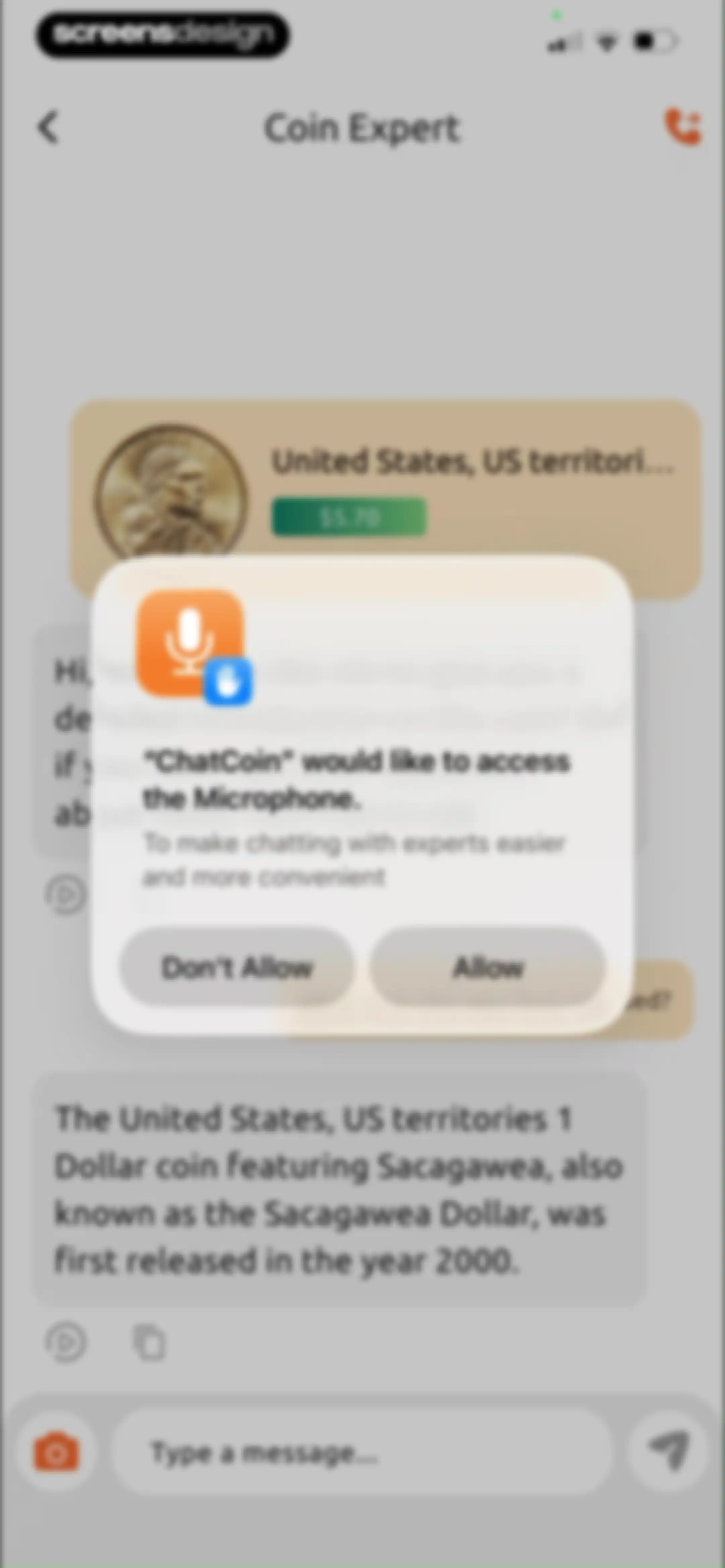 ChatCoin: Coin Identifier screen 32