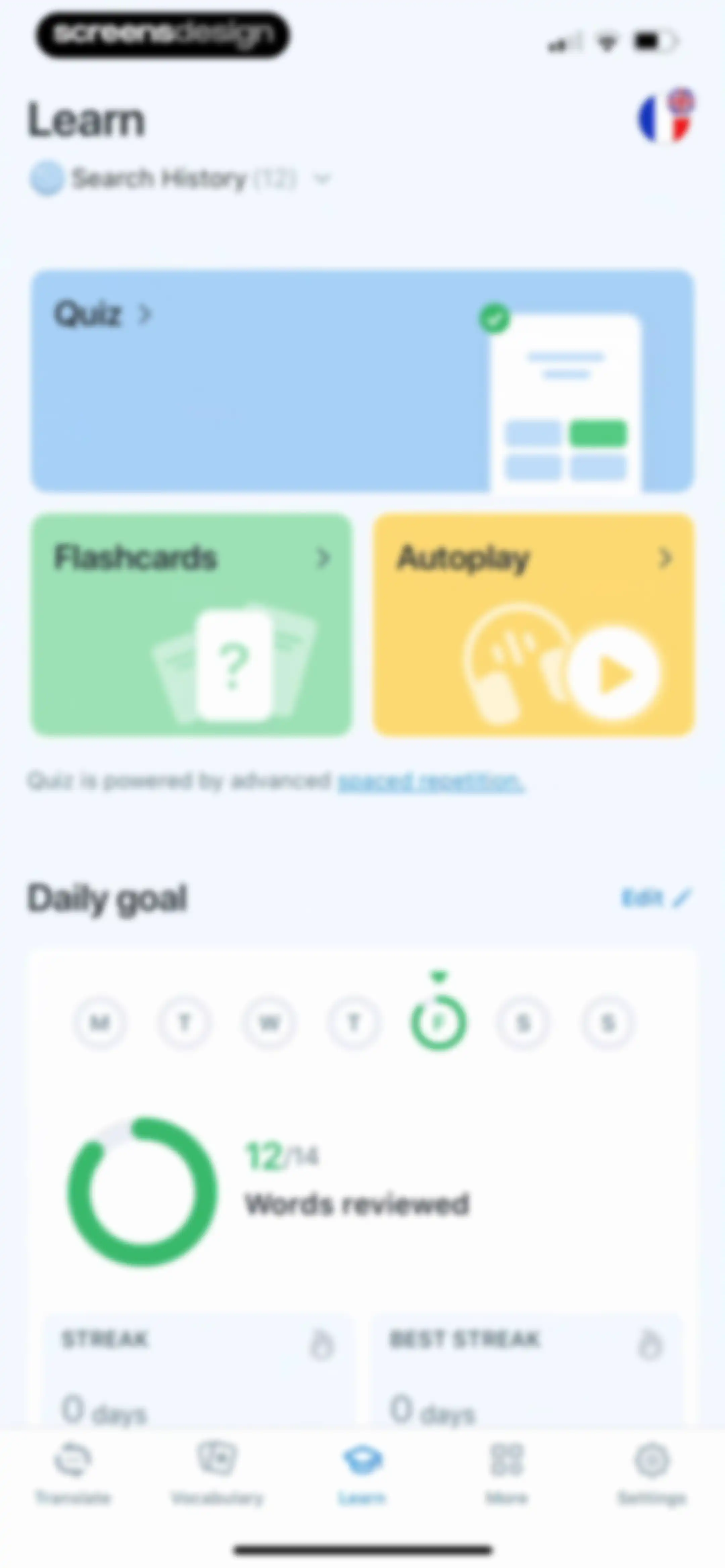Reverso translate and learn screen 109