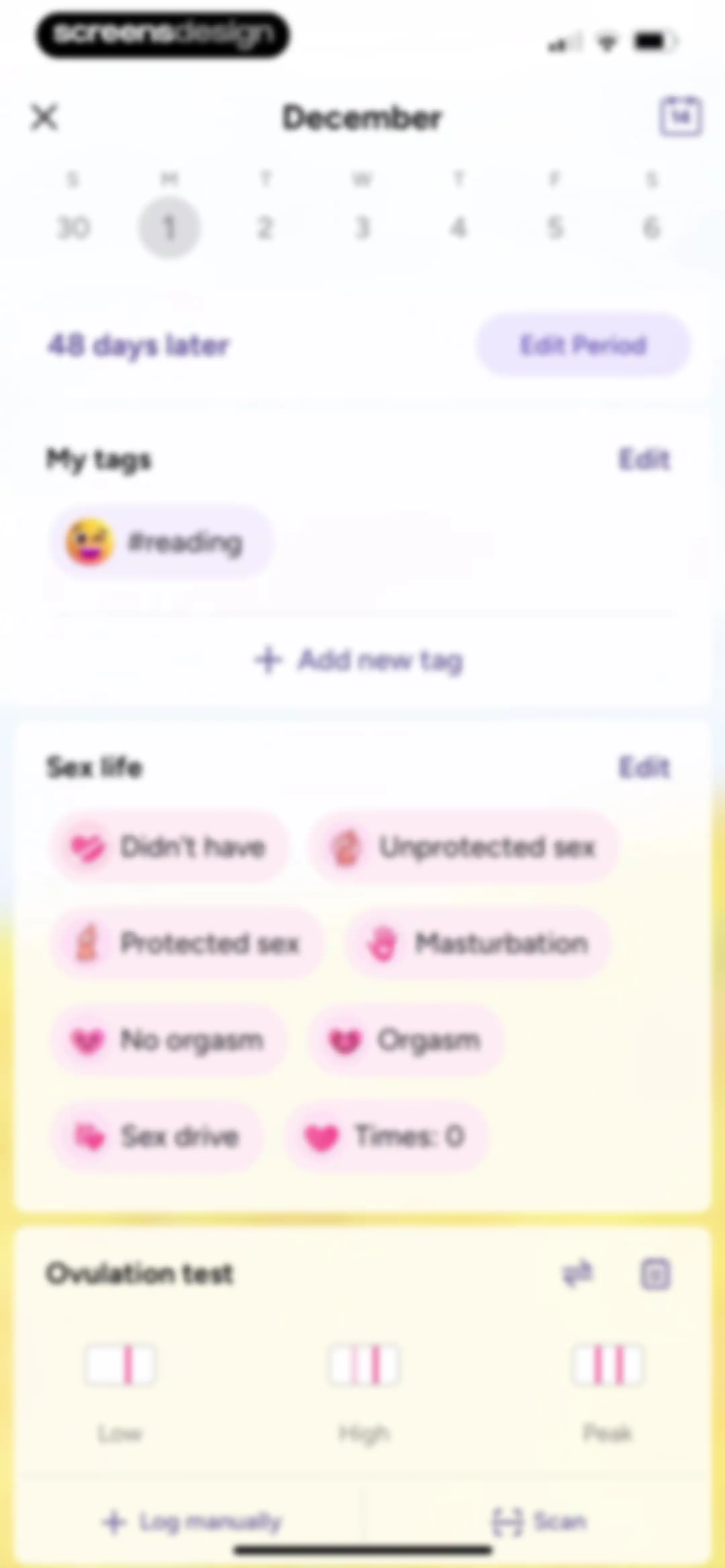 Period Tracker Period Calendar screen 167