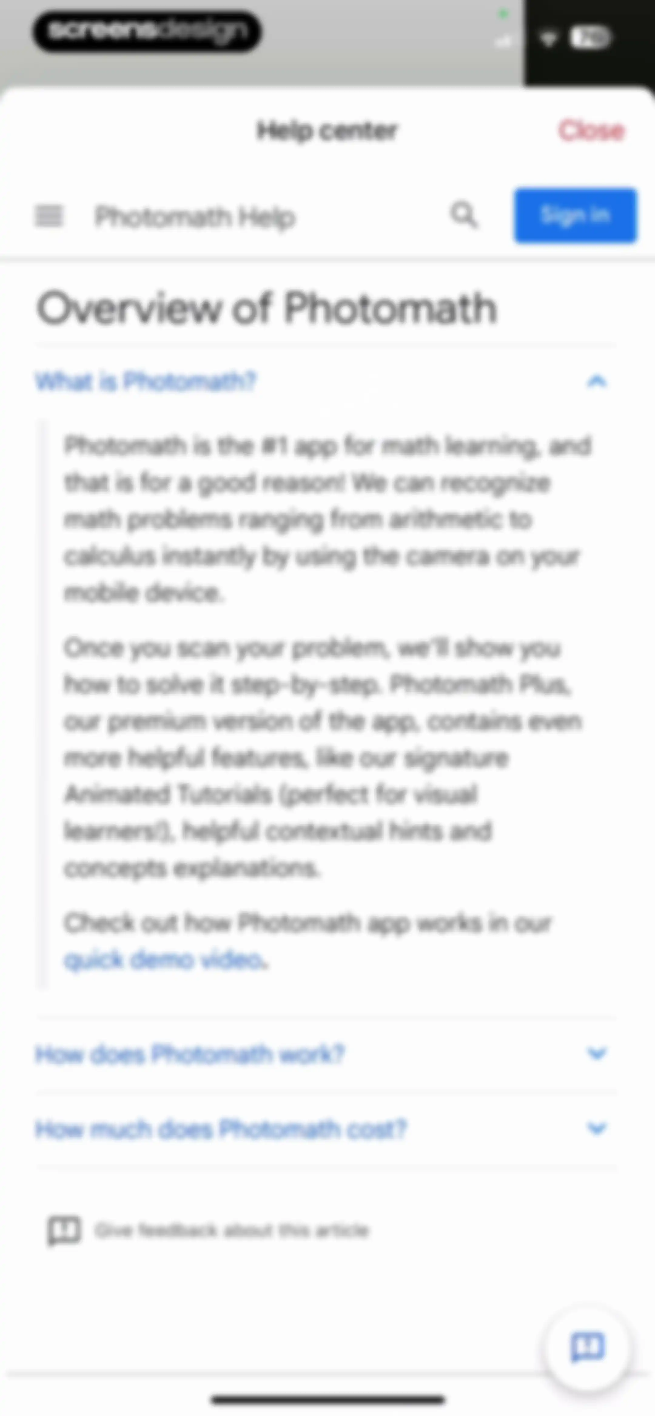 Photomath screen 85