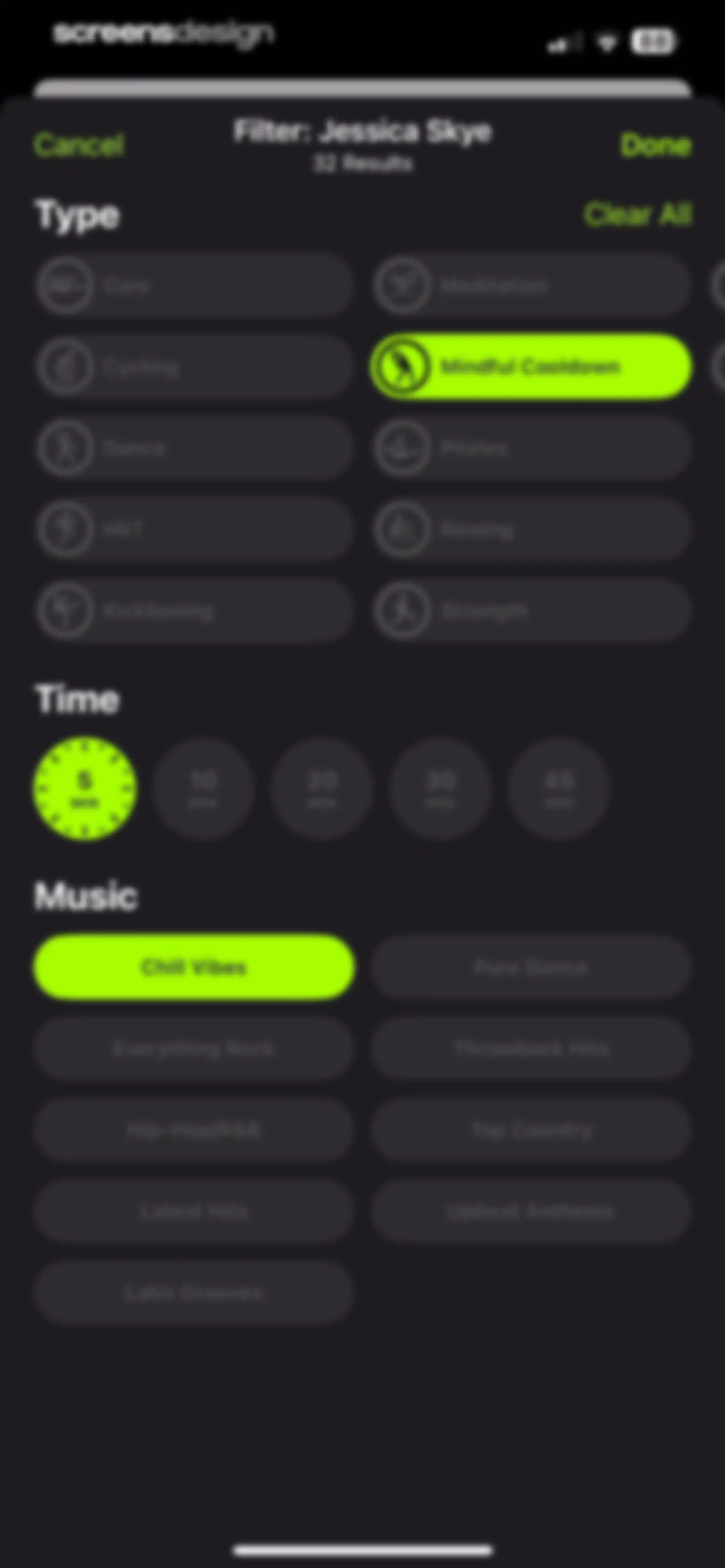 Apple Fitness screen 101