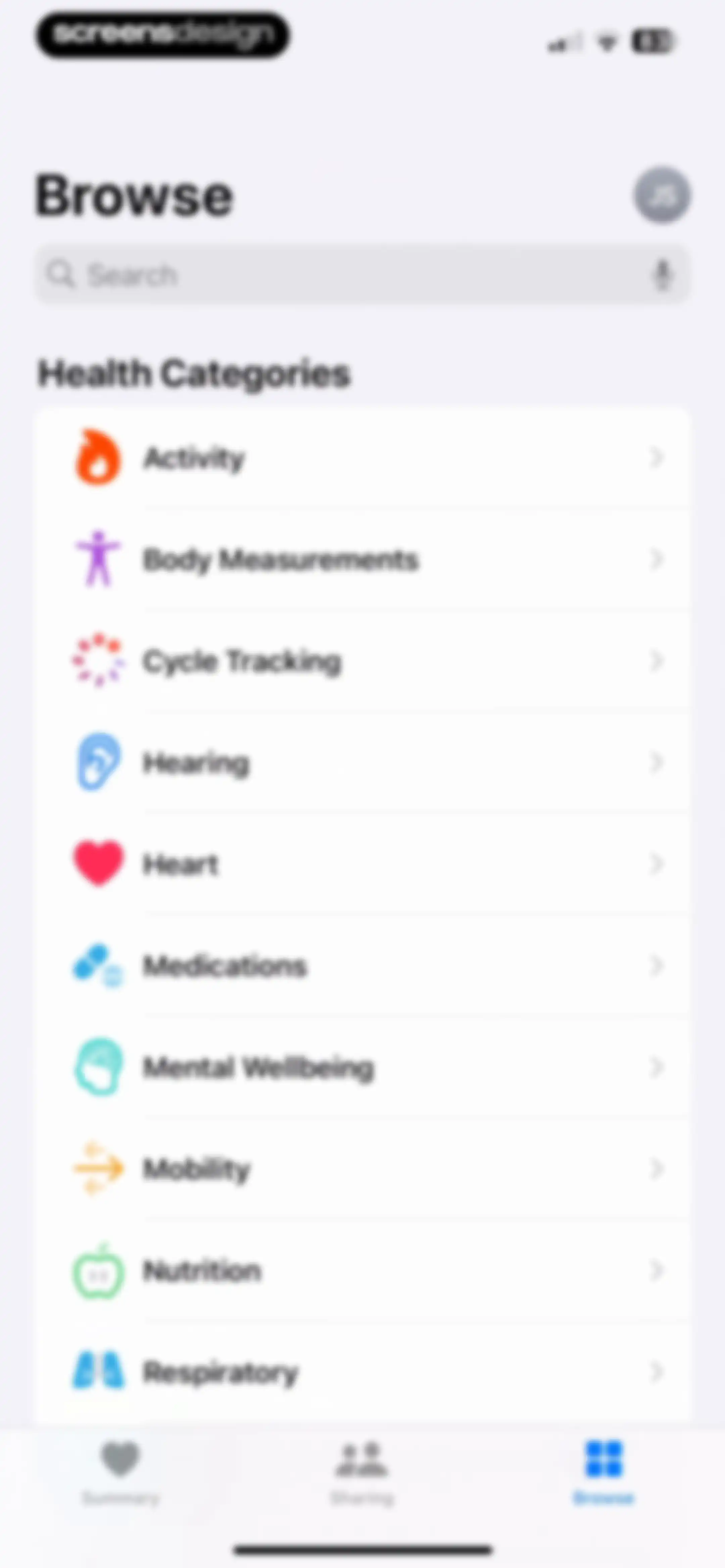 Apple Health screen 179