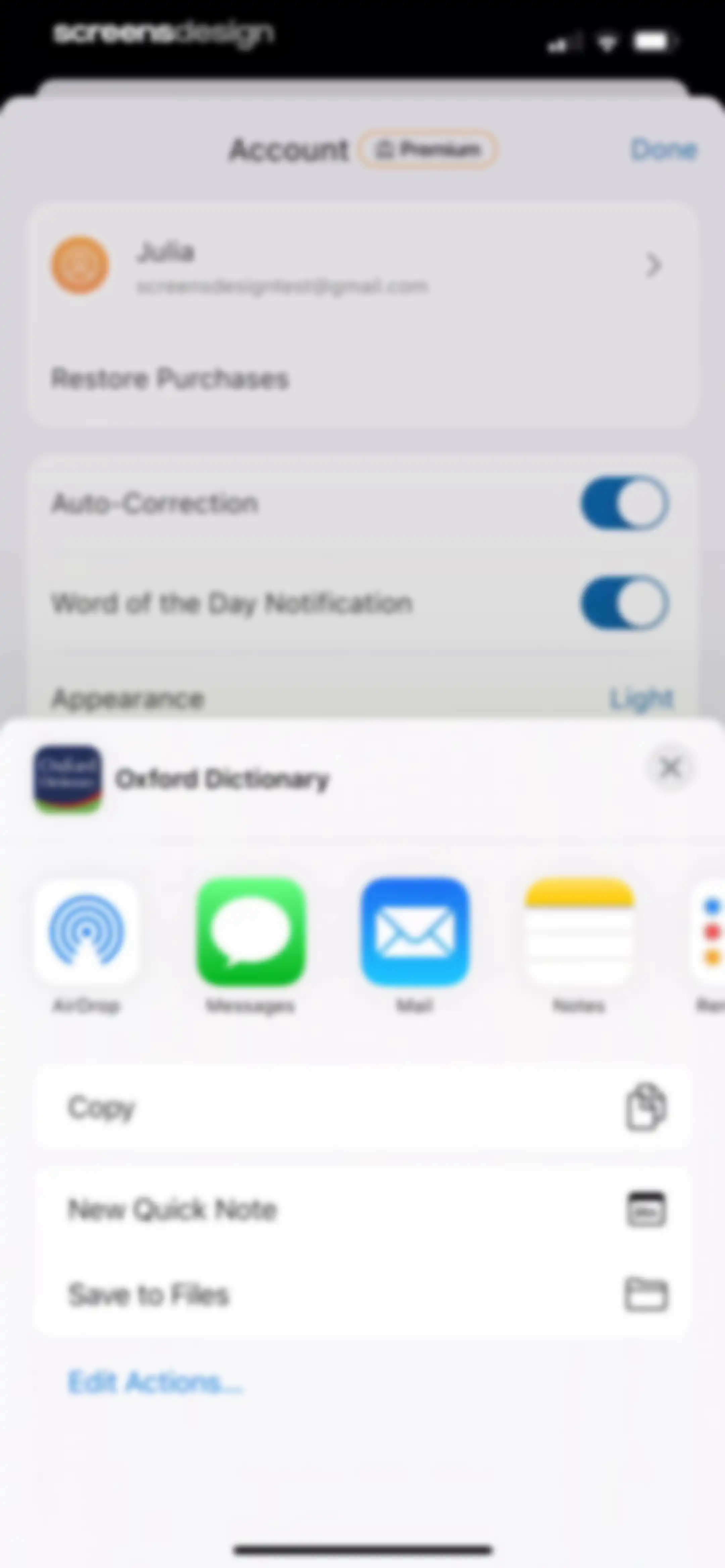 Oxford Dictionary & Thesaurus screen 63