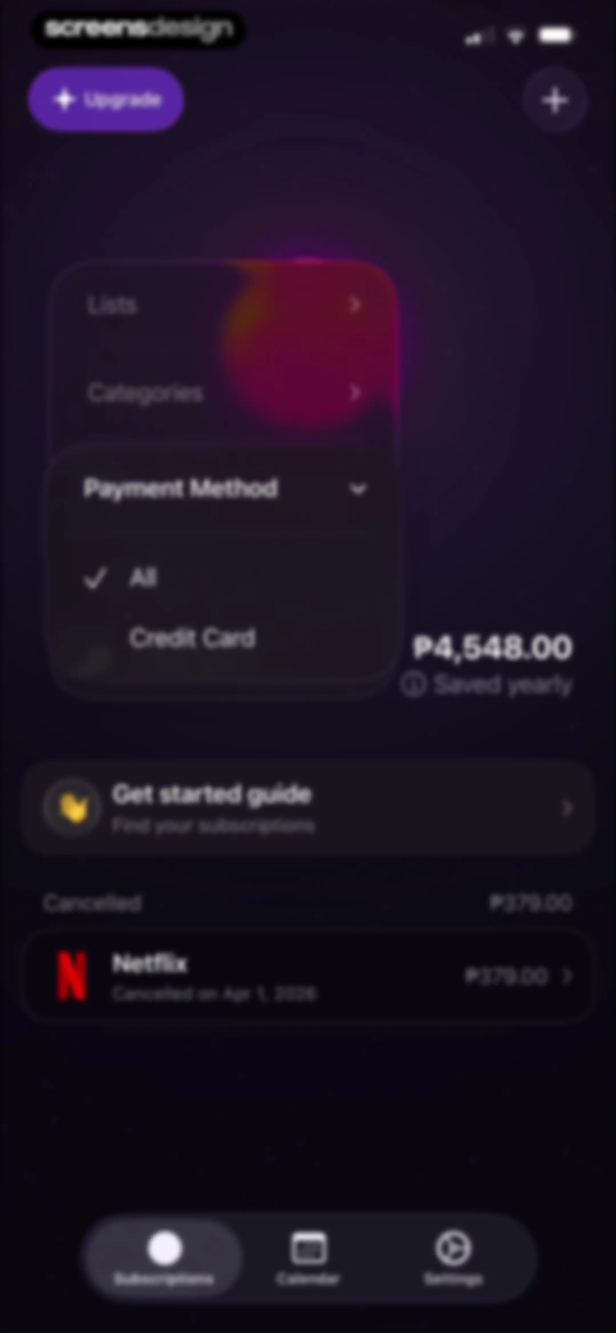 Subscription Manager: Orbit screen 30