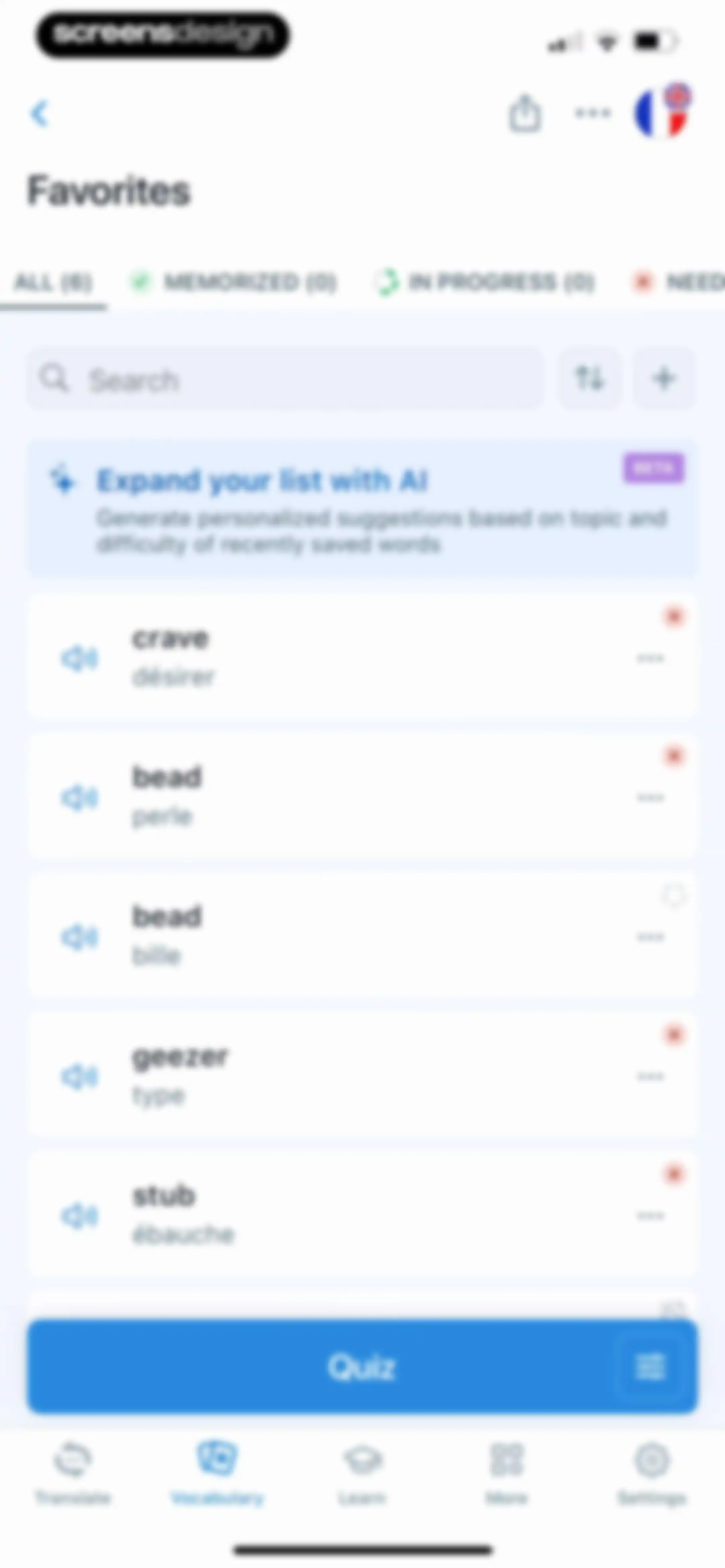Reverso translate and learn screen 74