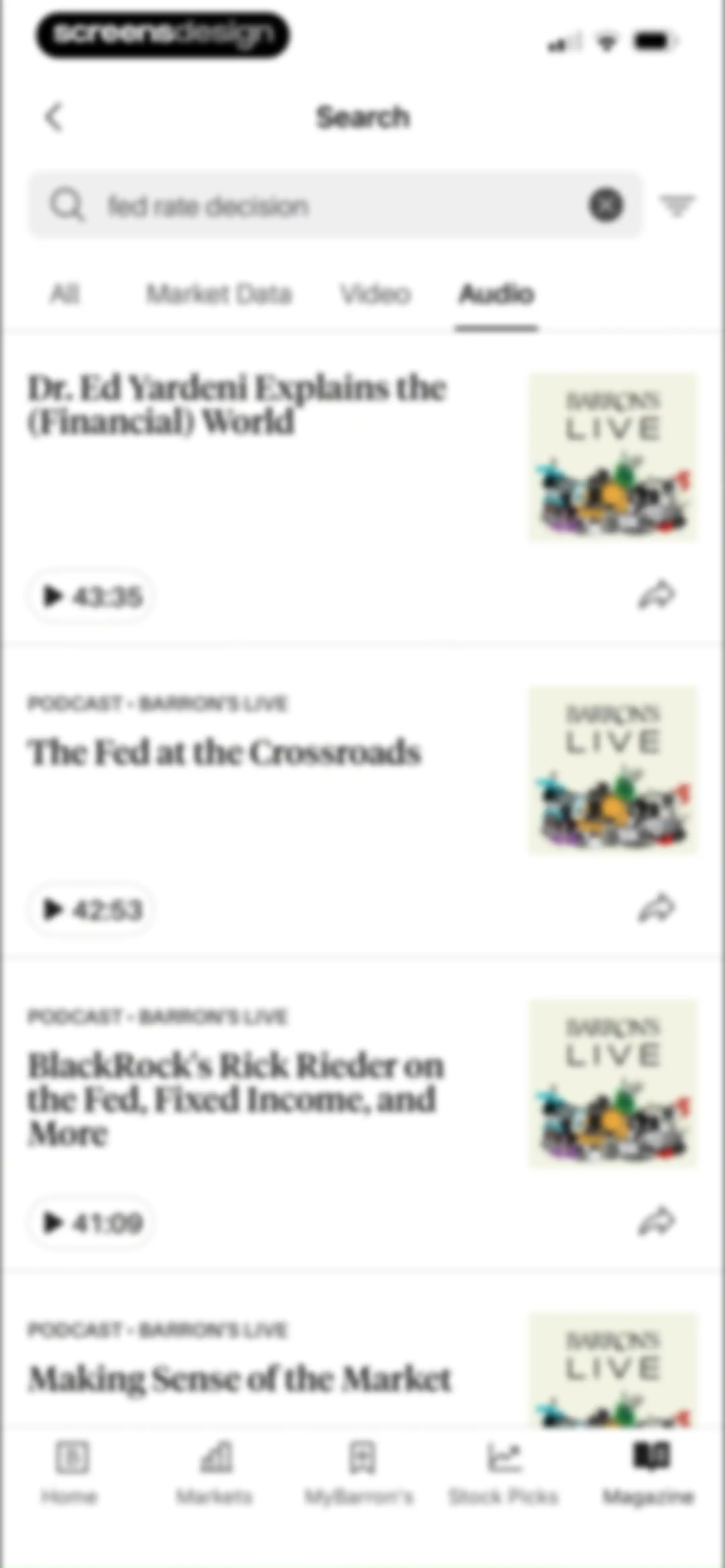 Barron’s - Investing Insights screen 74