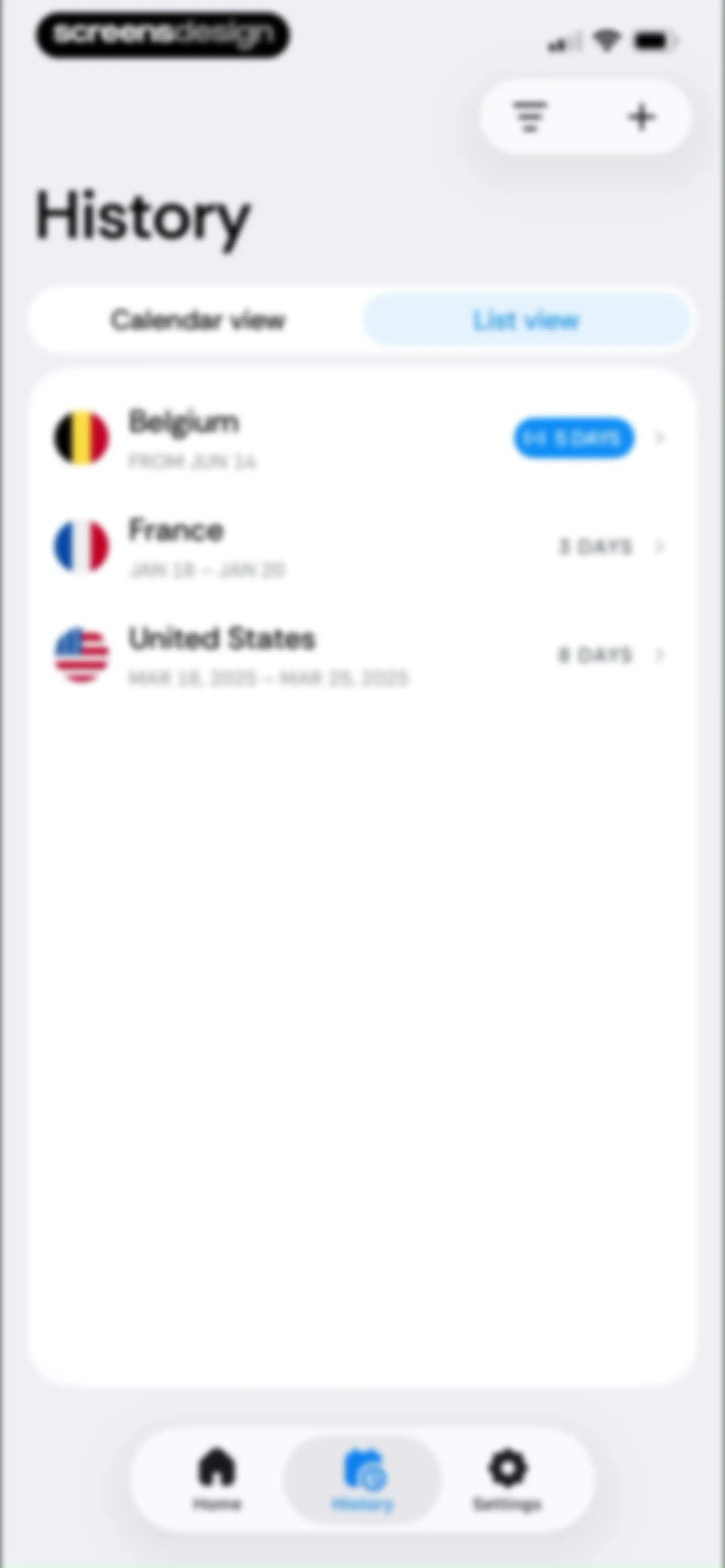 Country Days Tracker: Bounded screen 88
