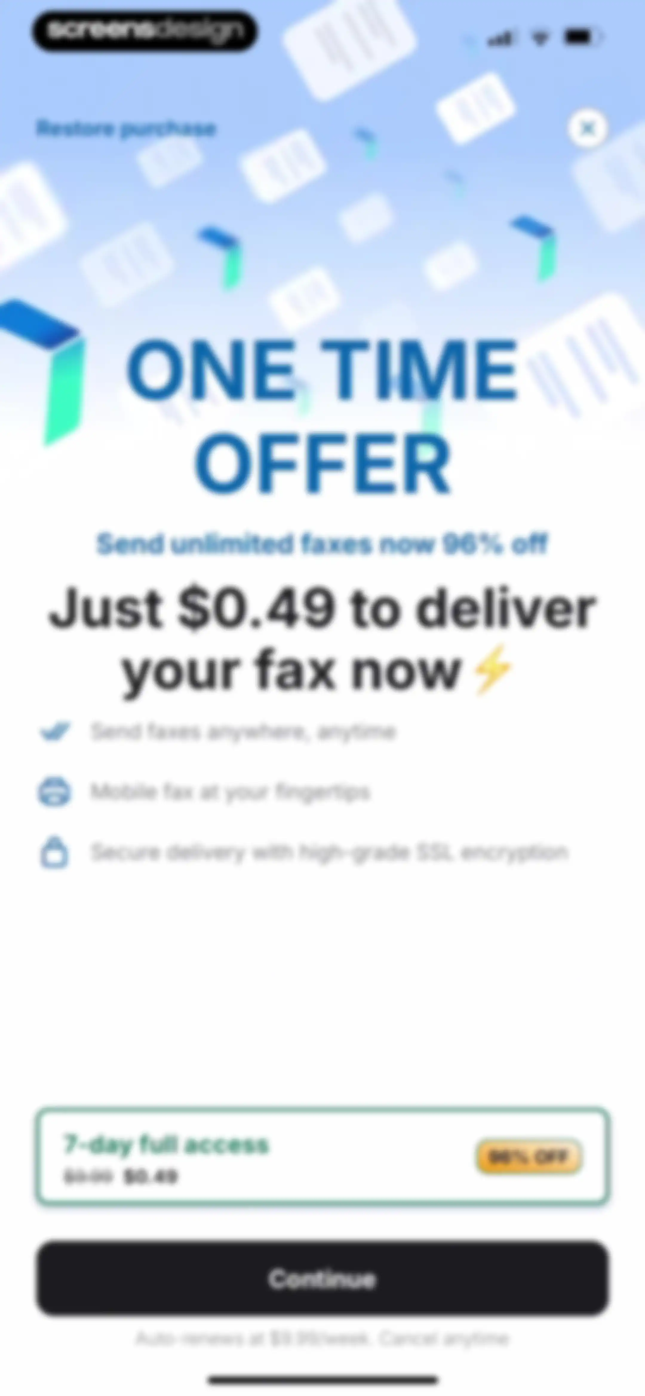 FAX from iPhone・Send doc・Faxer screen 22