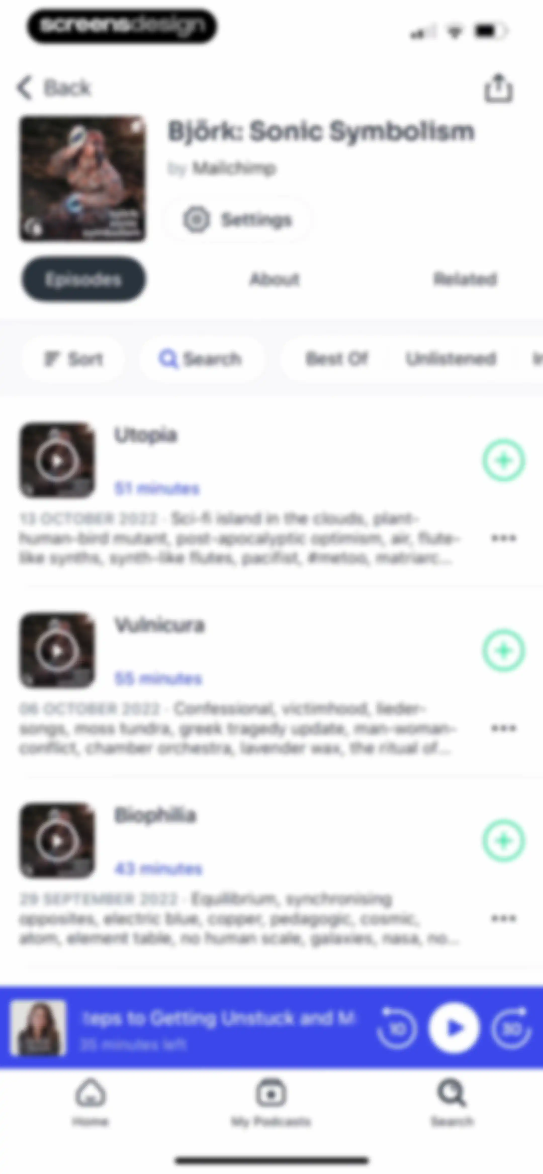 Podcast App screen 89