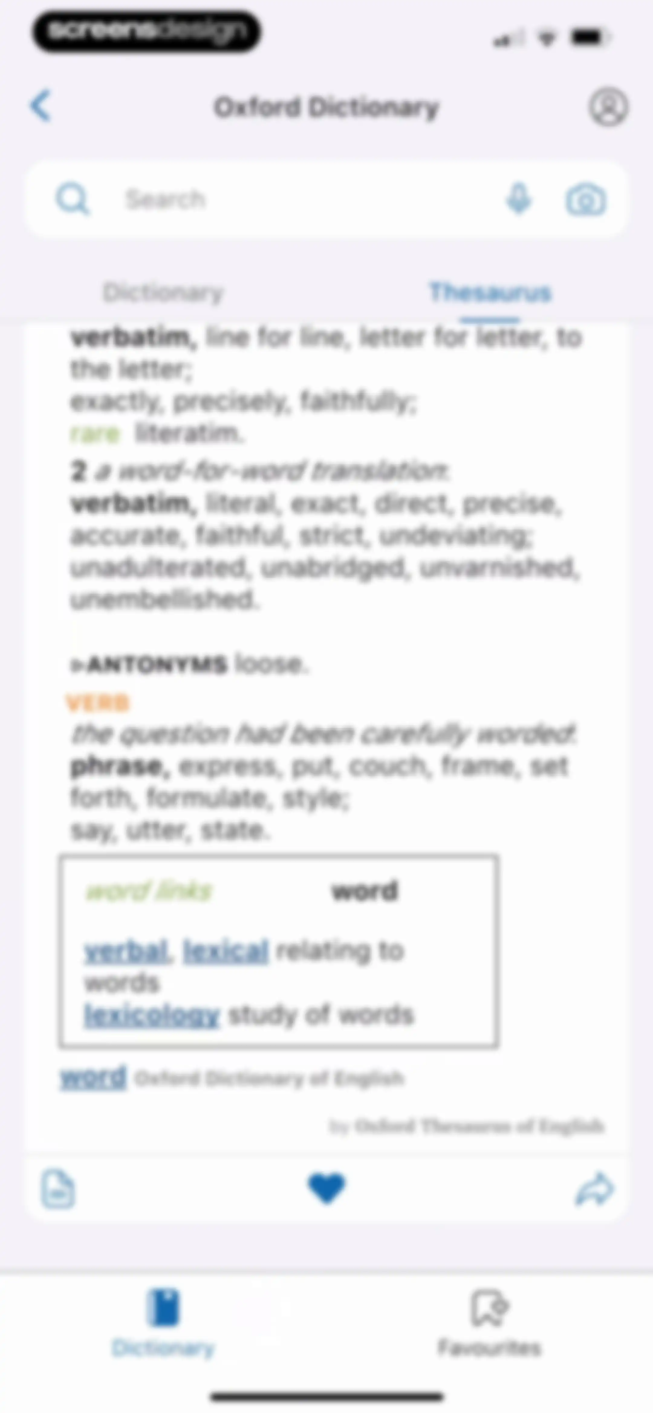 Oxford Dictionary & Thesaurus screen 40