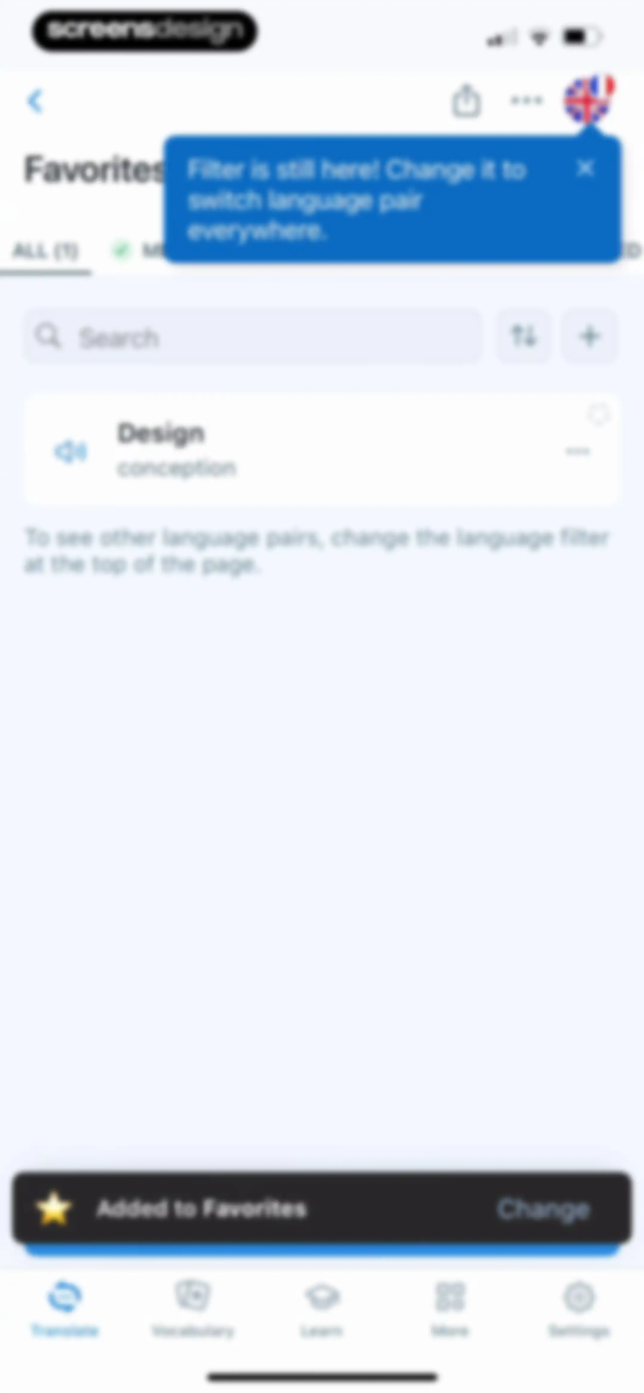 Reverso translate and learn screen 26