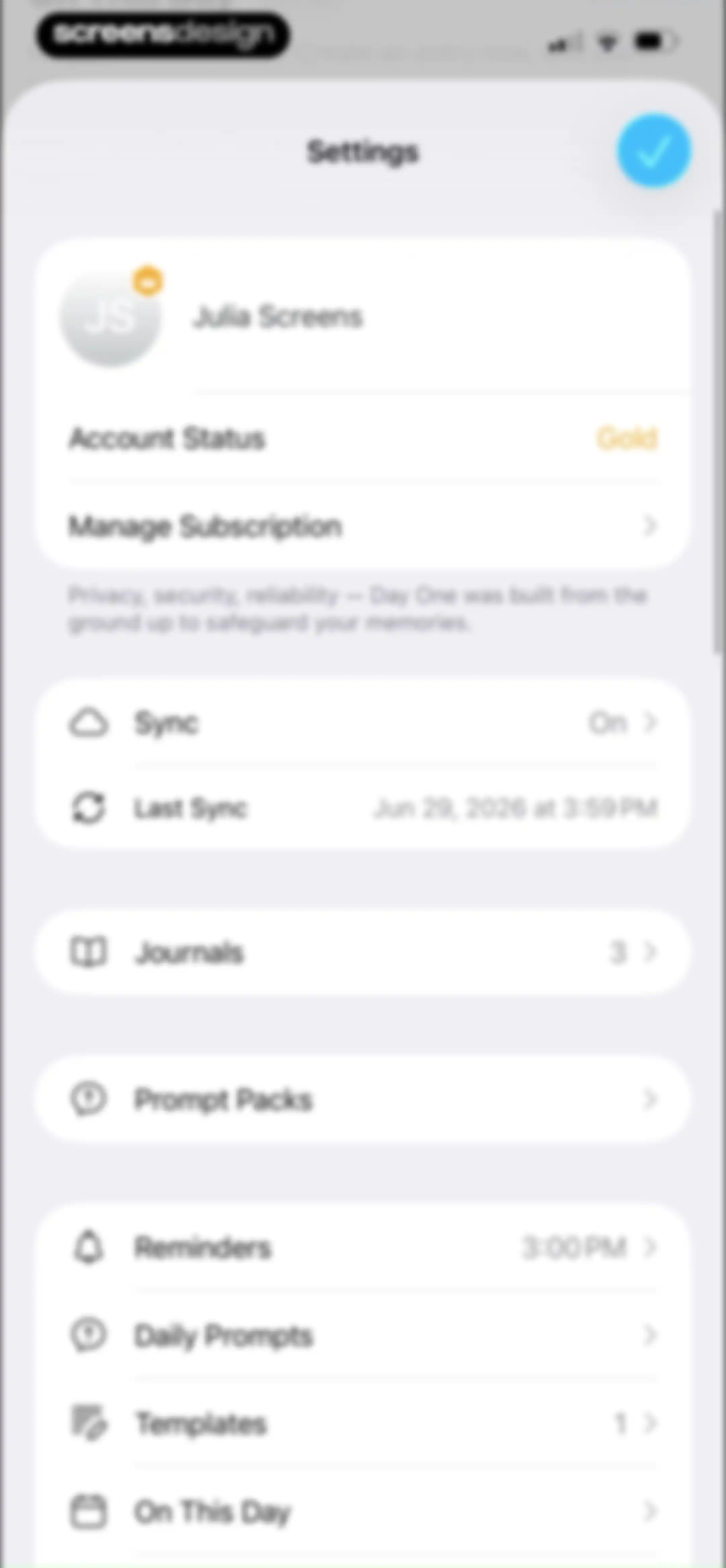 Day One: Daily Journal & Diary screen 129