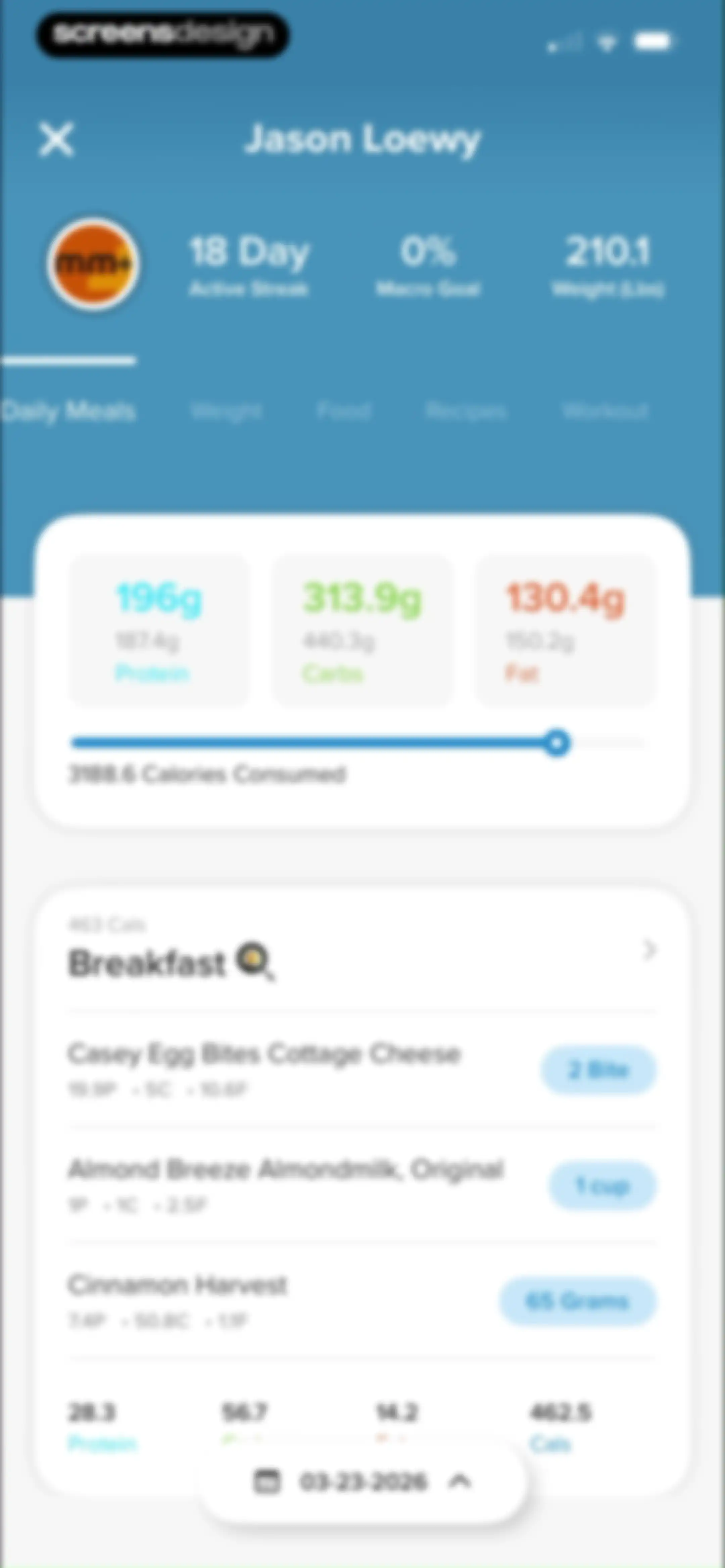 My Macros+ | Macro Tracker screen 138