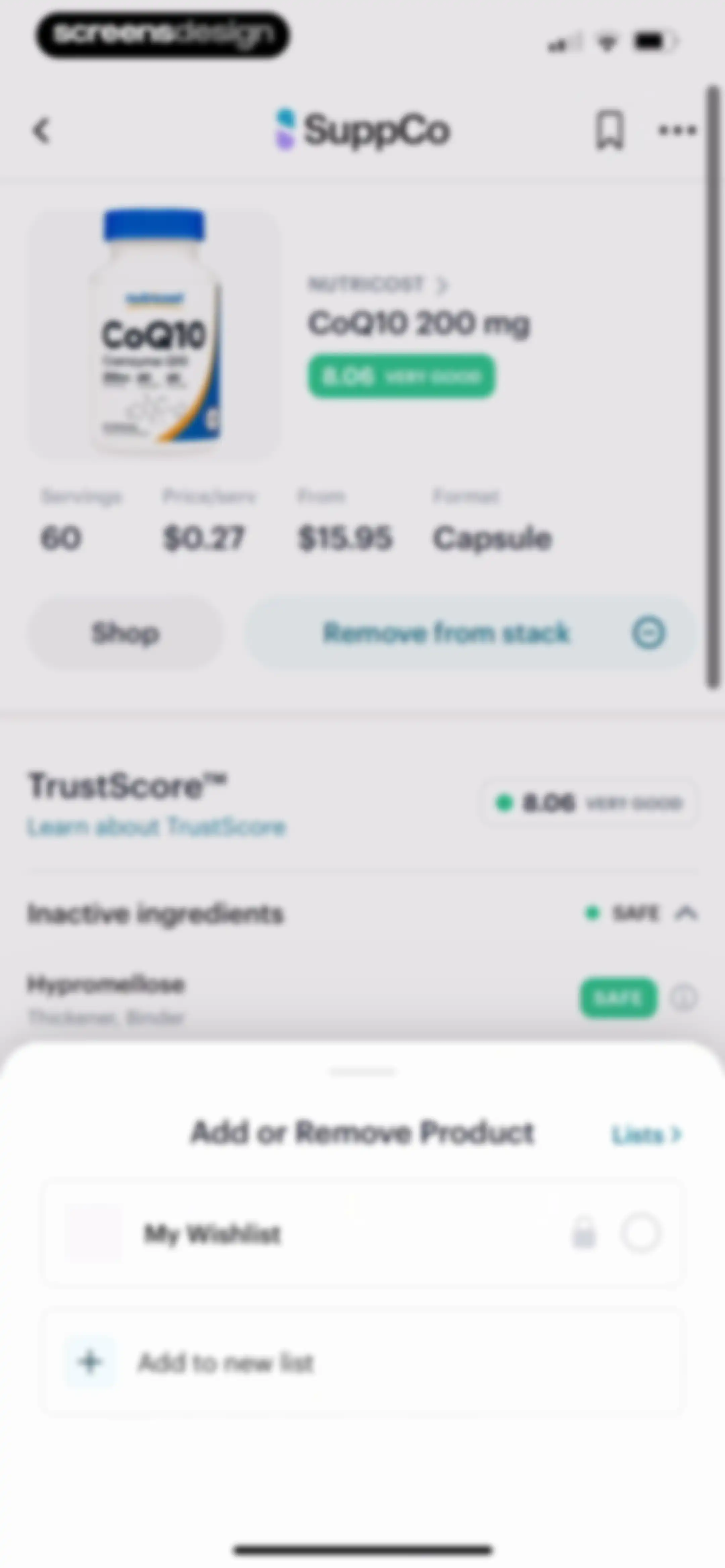 SuppCo: Supplement Scanner screen 62