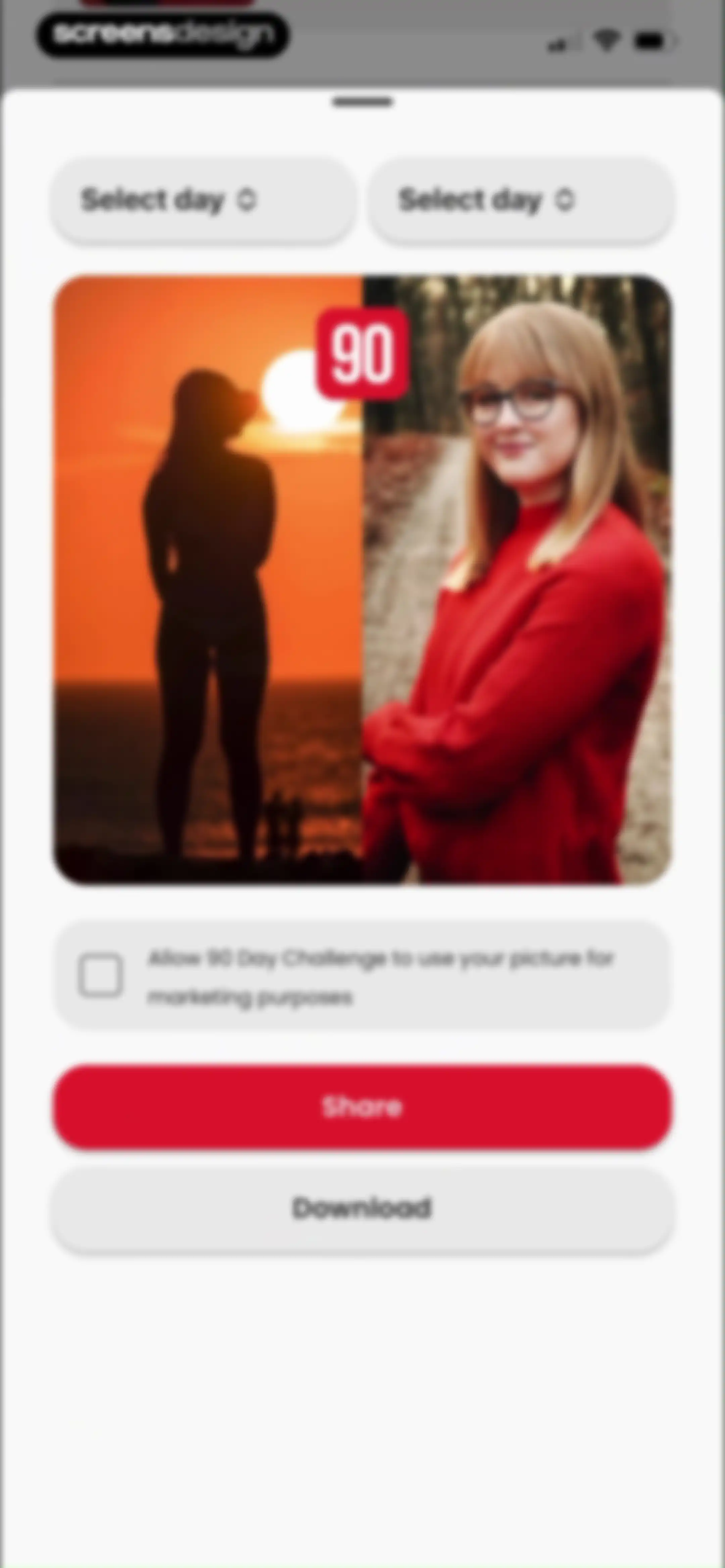 90 Day Challenge screen 129