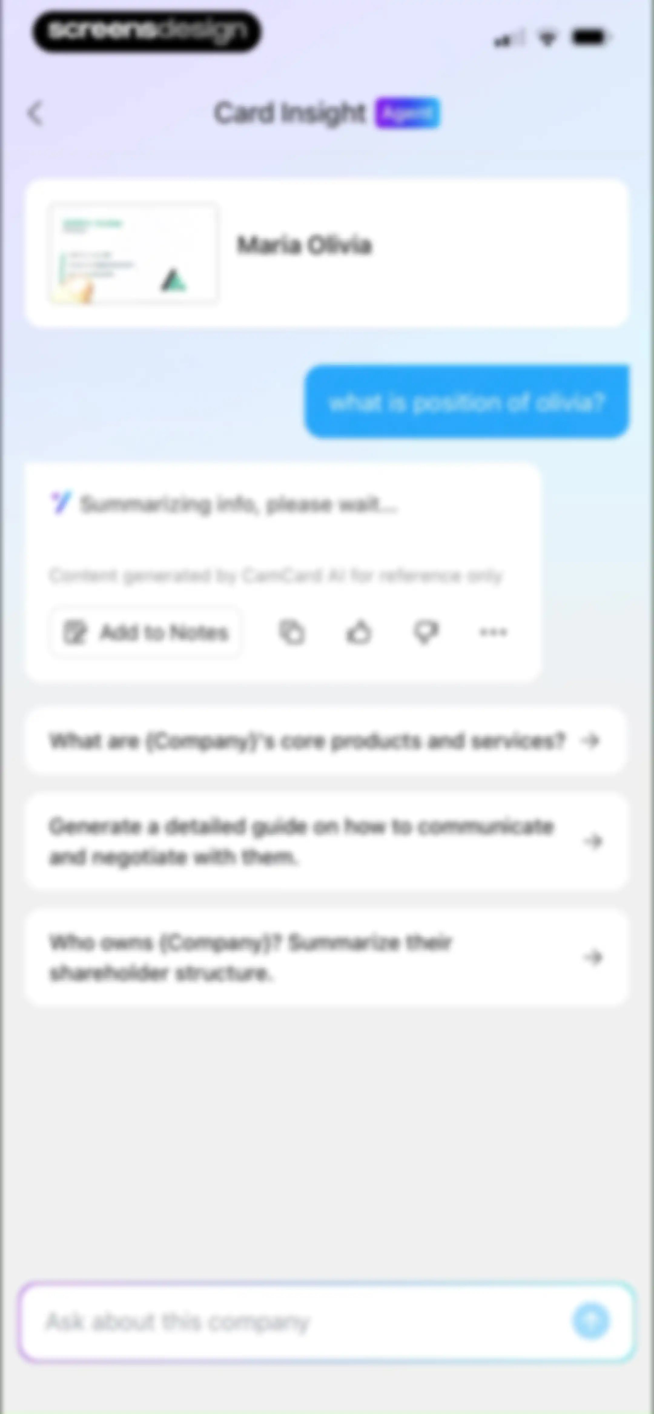 CamCard AI Business Assistant screen 96