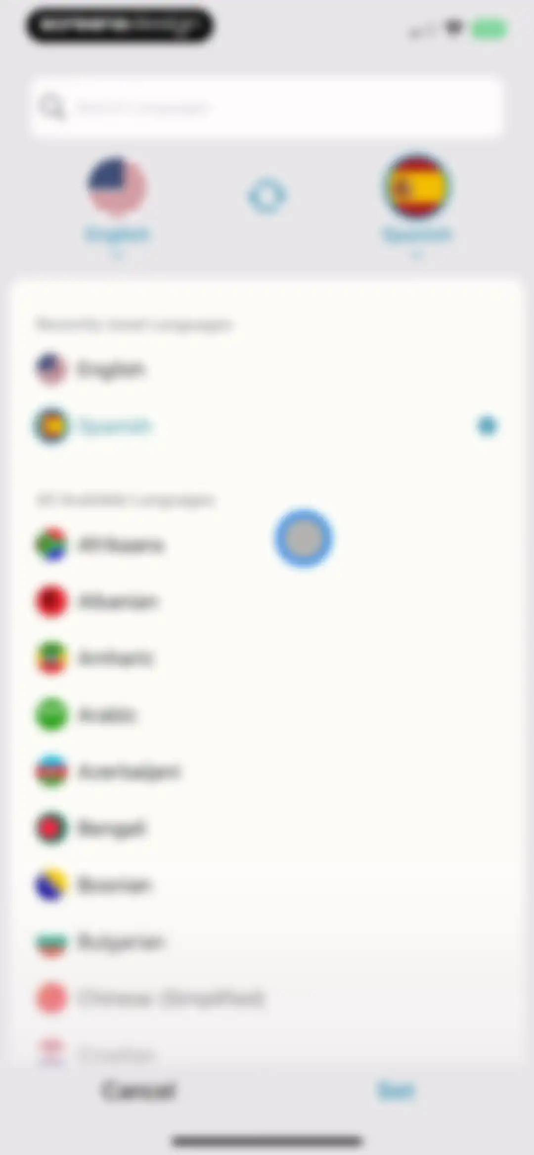 Translate: Voice & Text screen 13