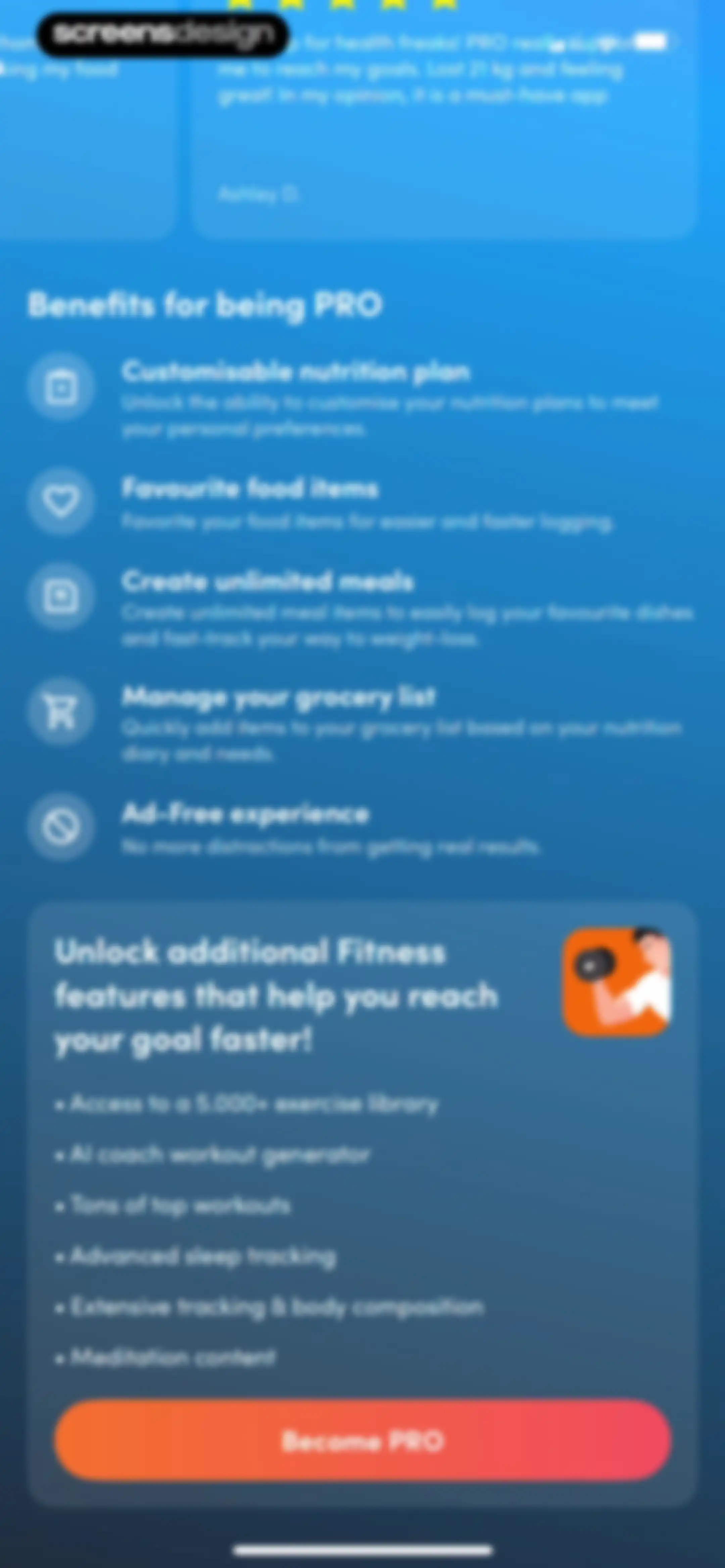 Calories and nutrition tracker screen 35