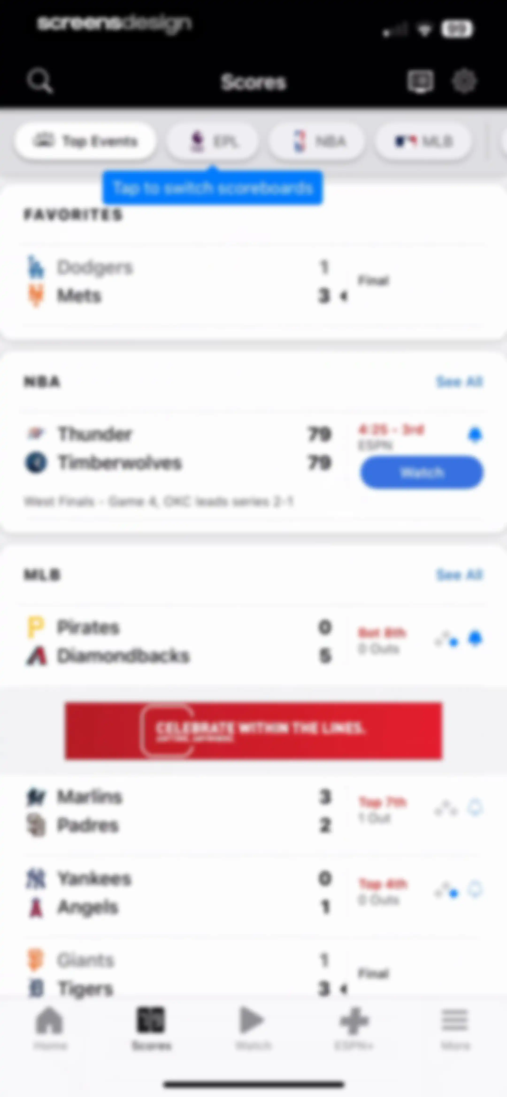 ESPN: Live Sports & Scores screen 72
