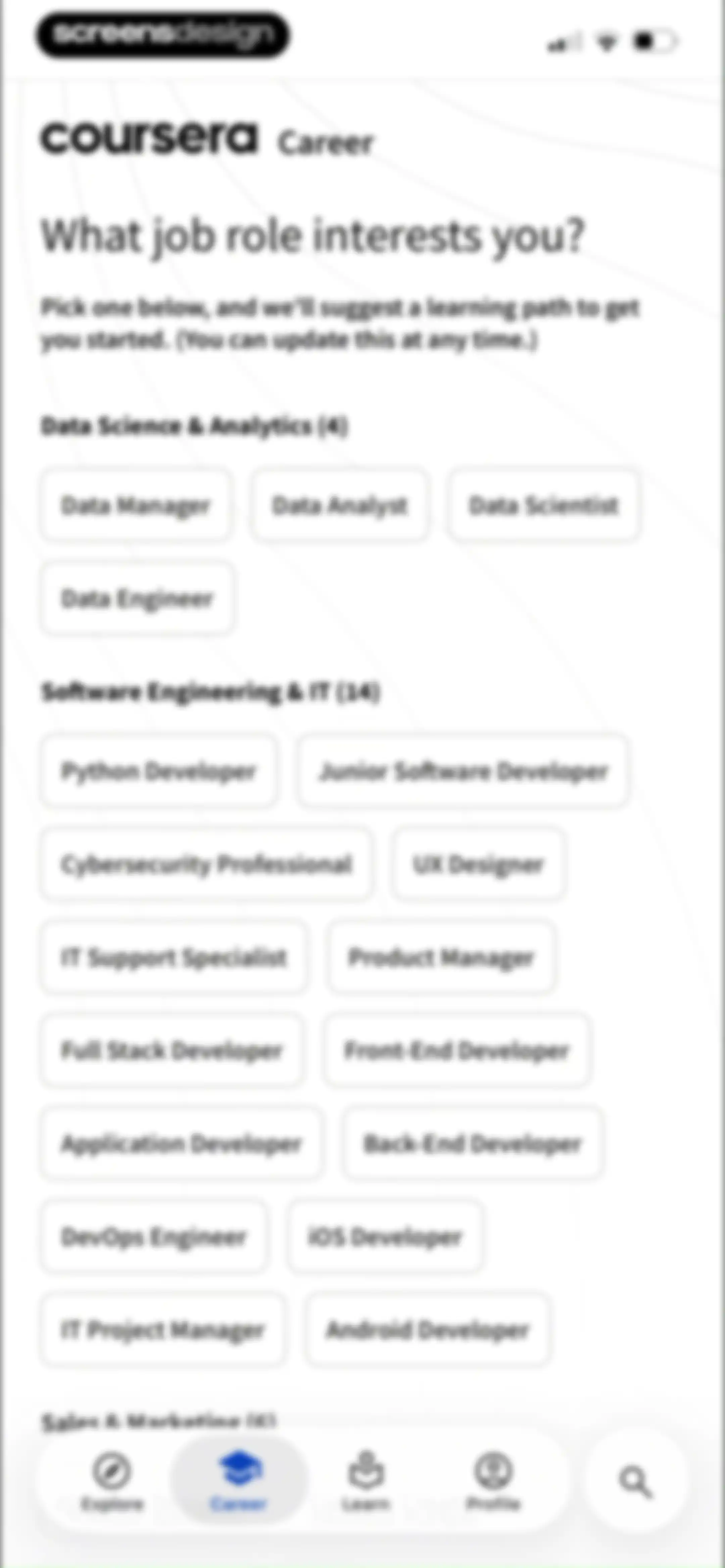 Coursera: Grow your career screen 66