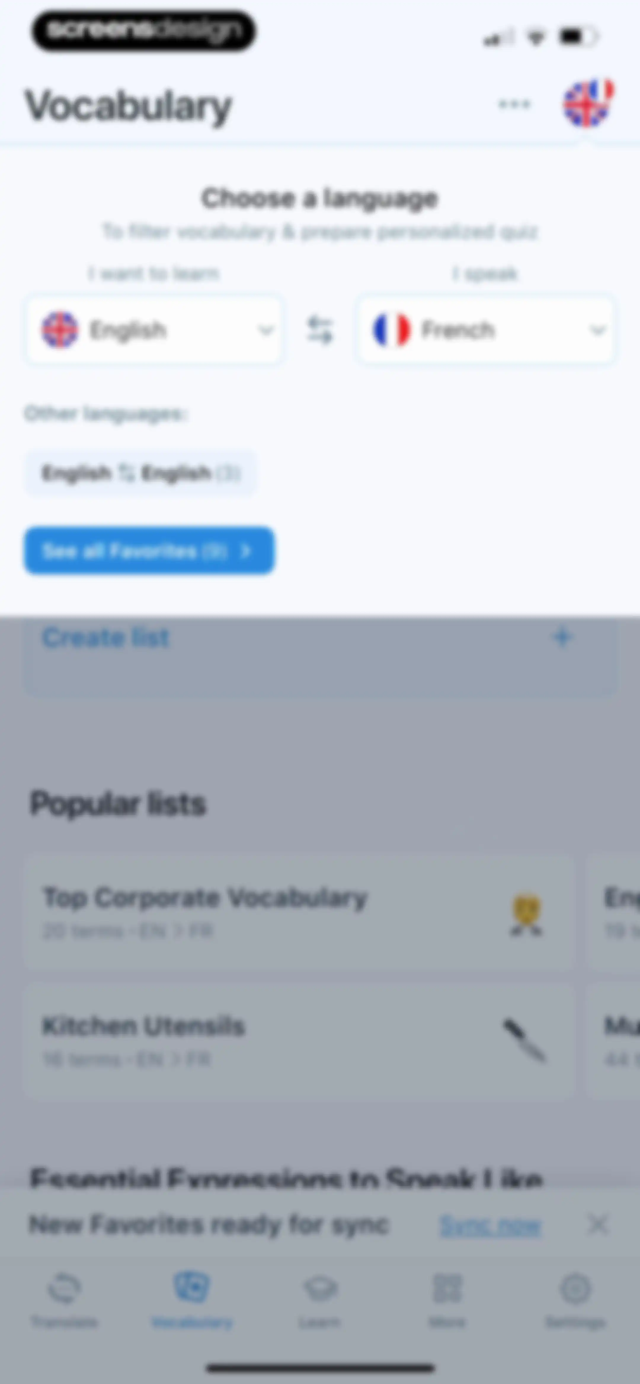 Reverso translate and learn screen 72