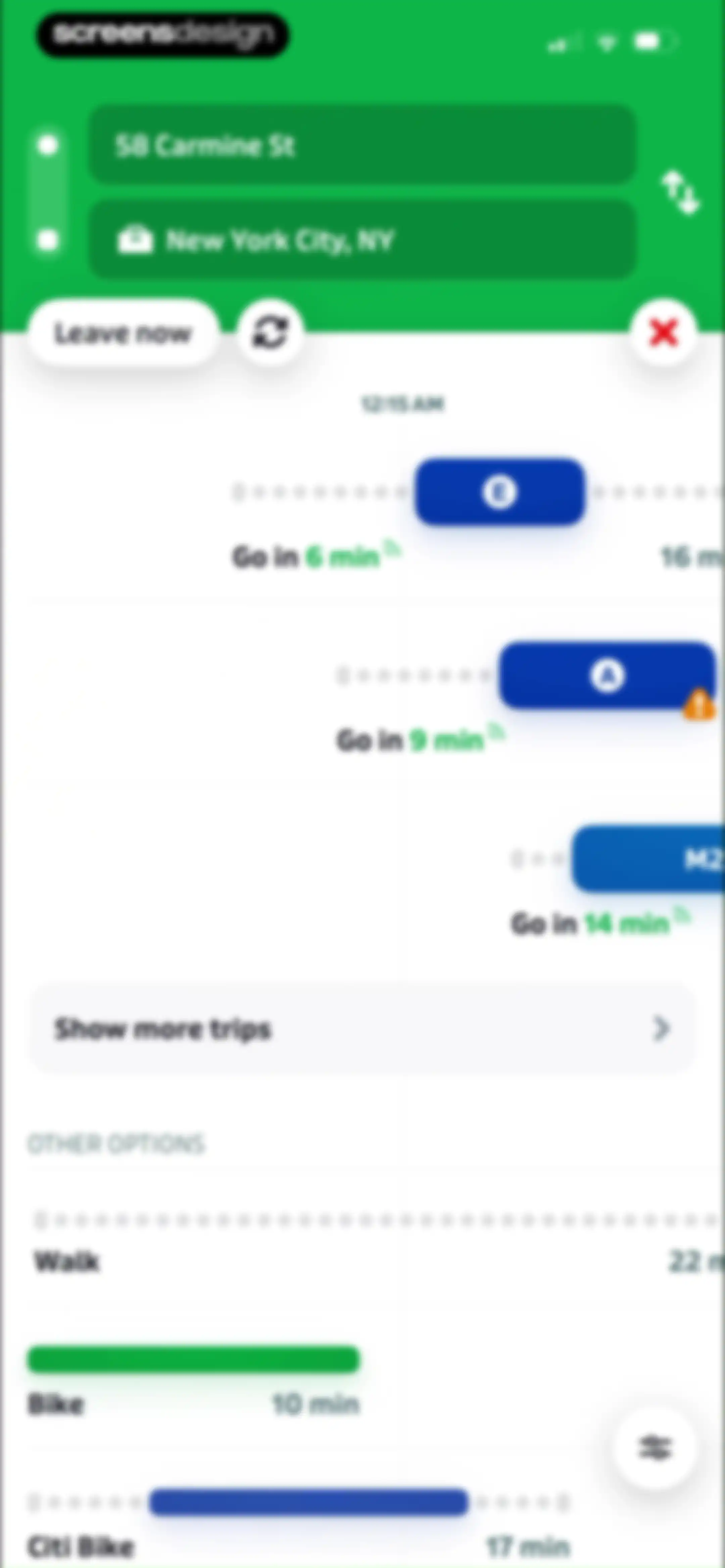 Transit • Subway & Bus Times screen 66