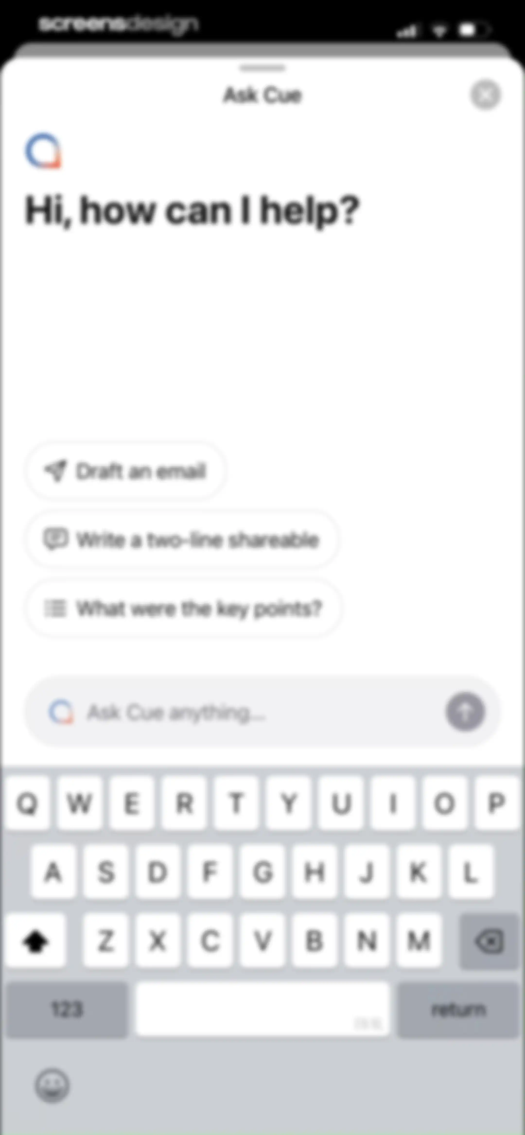 Cue: AI Note Taker & Recorder screen 67