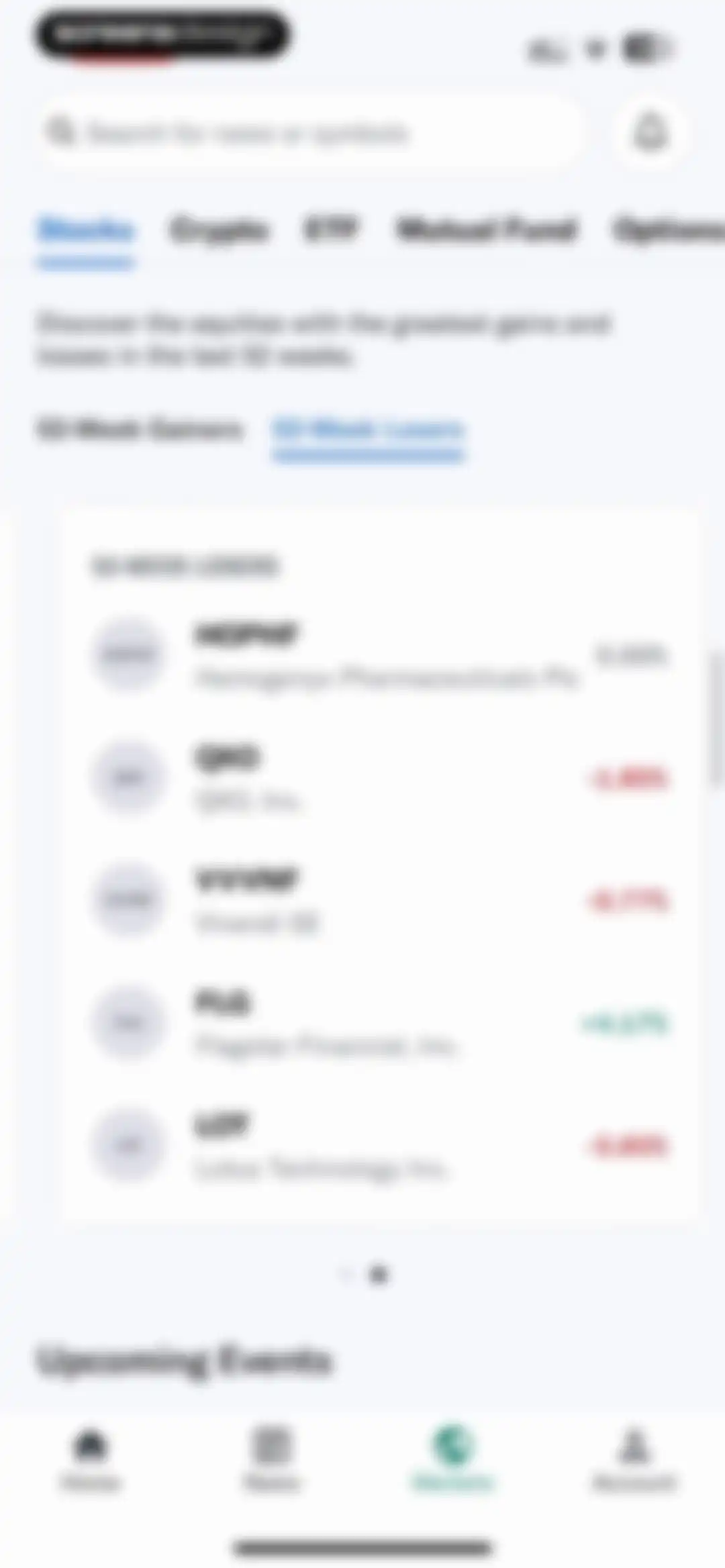 Yahoo Finance: Stocks, Markets screen 168
