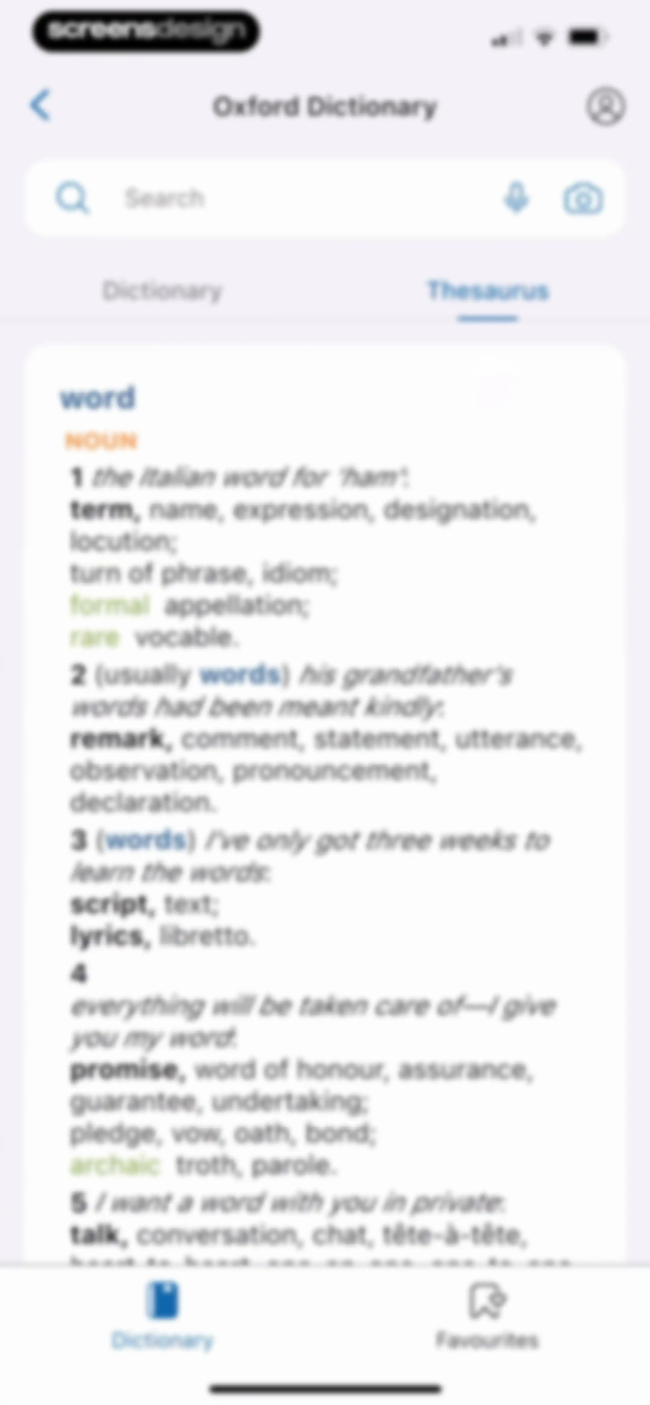 Oxford Dictionary & Thesaurus screen 37