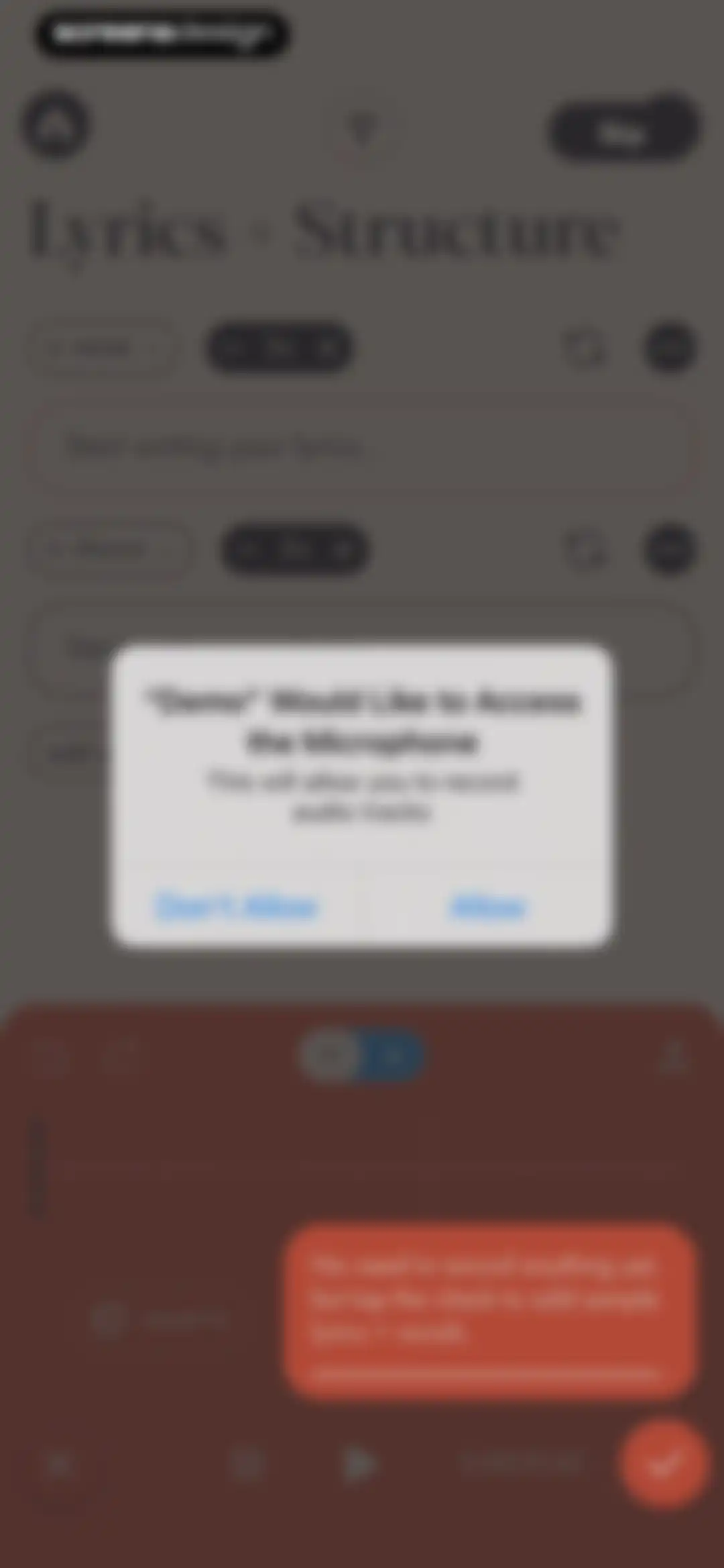 Demo: Songwriting Studio screen 39