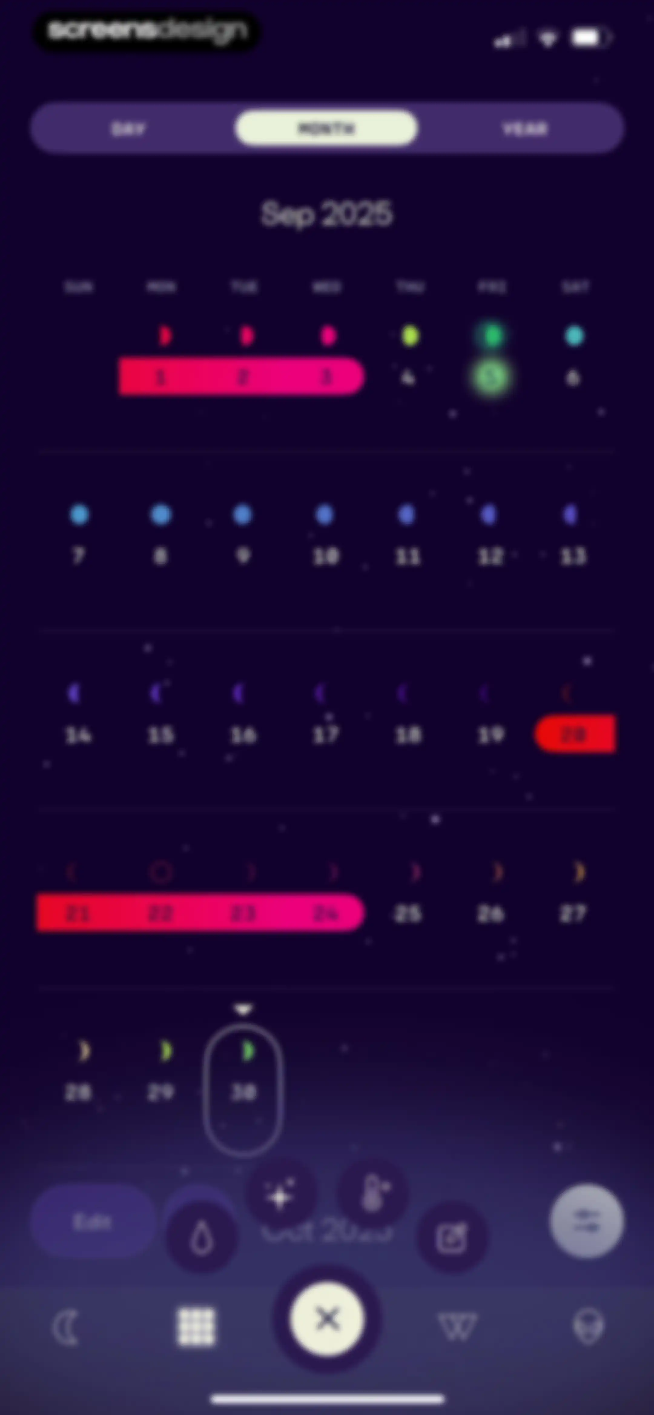 Stardust Period Tracker screen 107