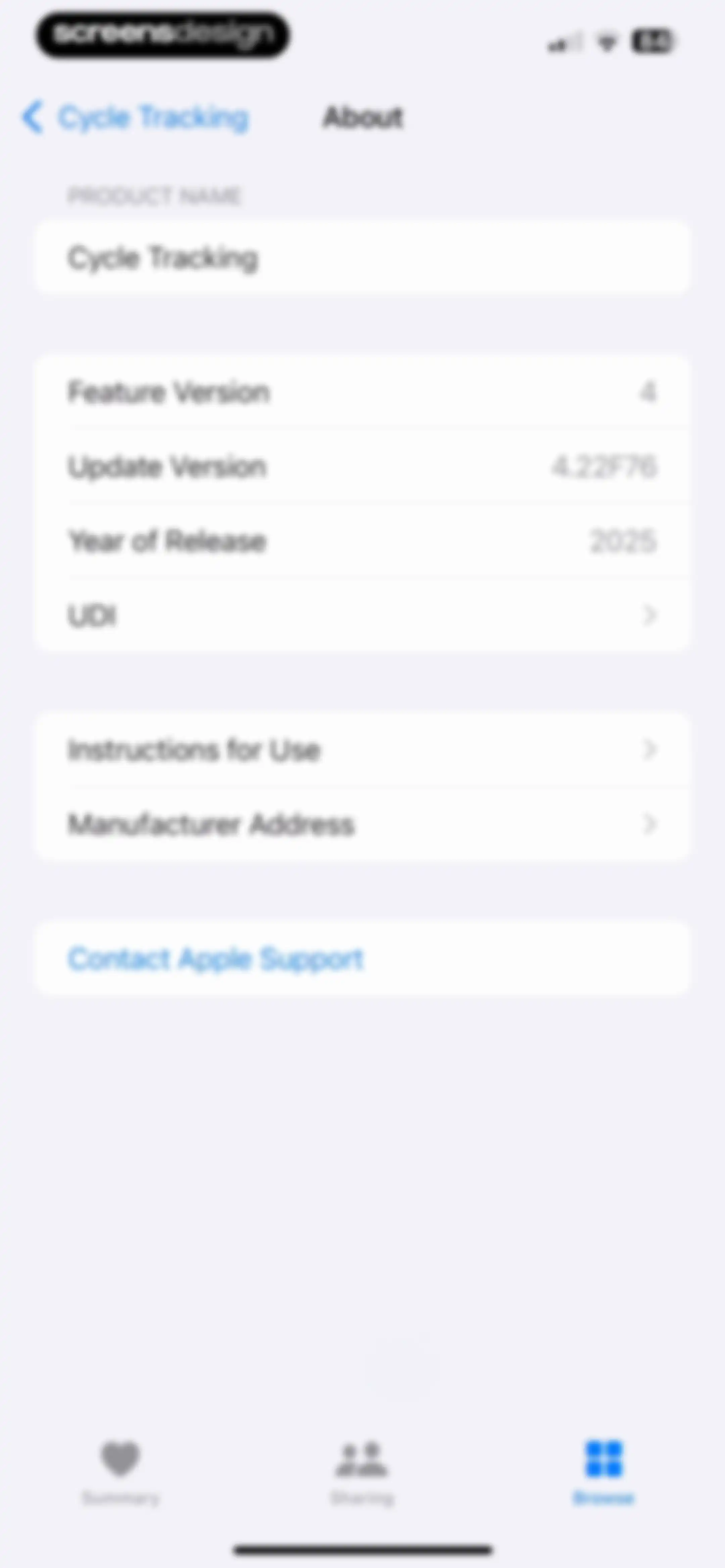 Apple Health screen 114
