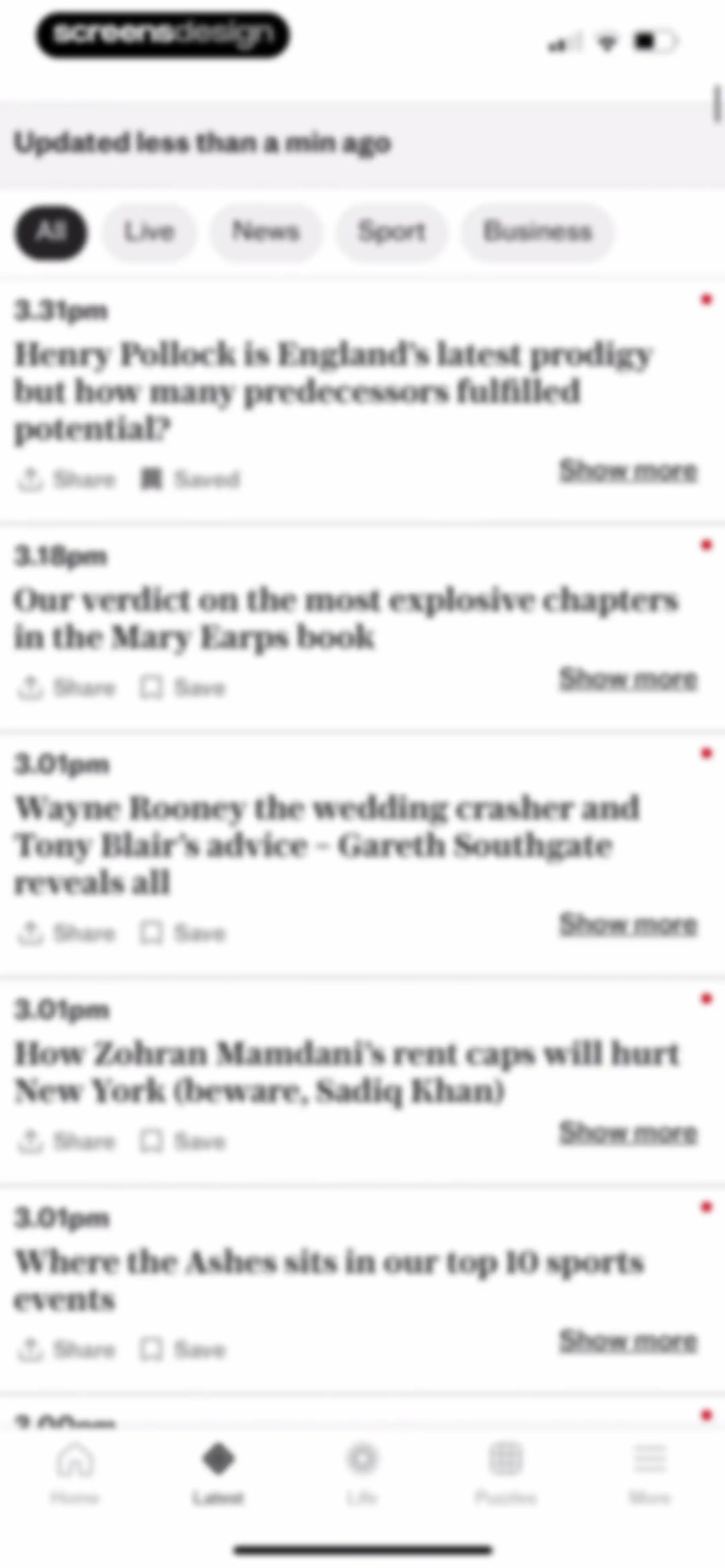 The Telegraph: UK & World News screen 44