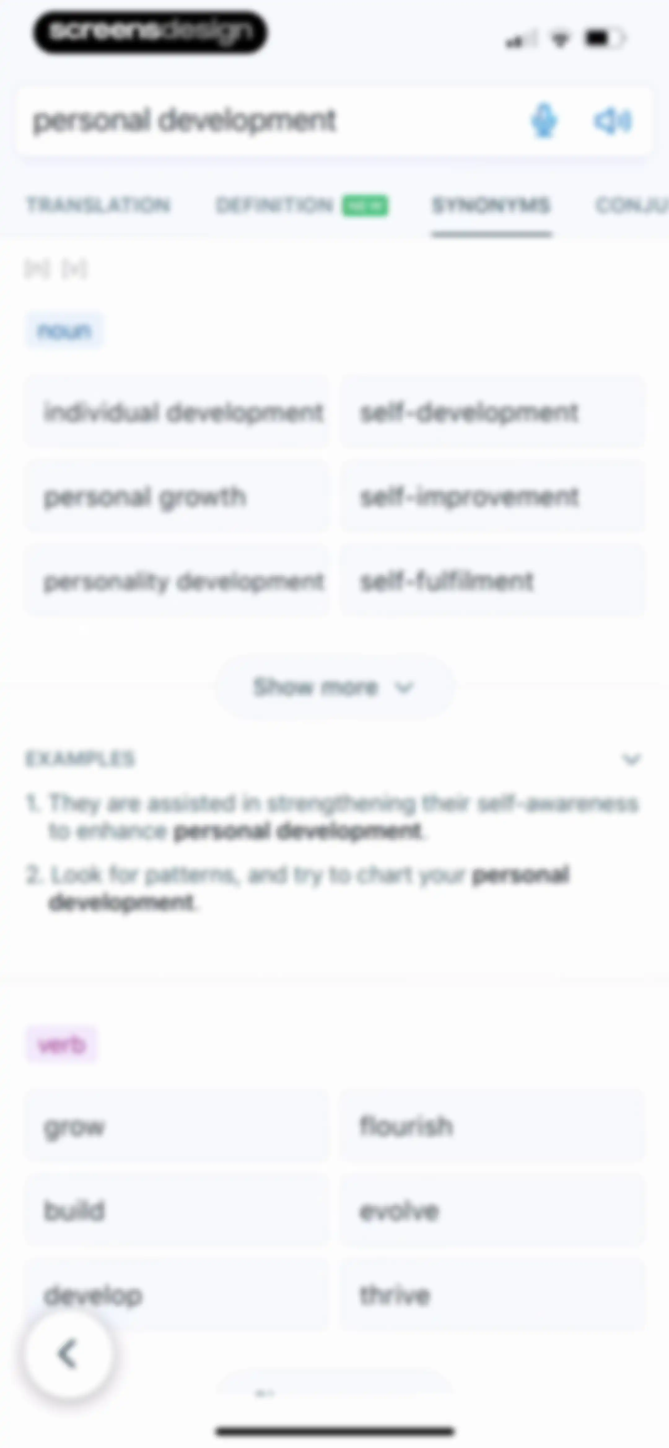 Reverso translate and learn screen 39