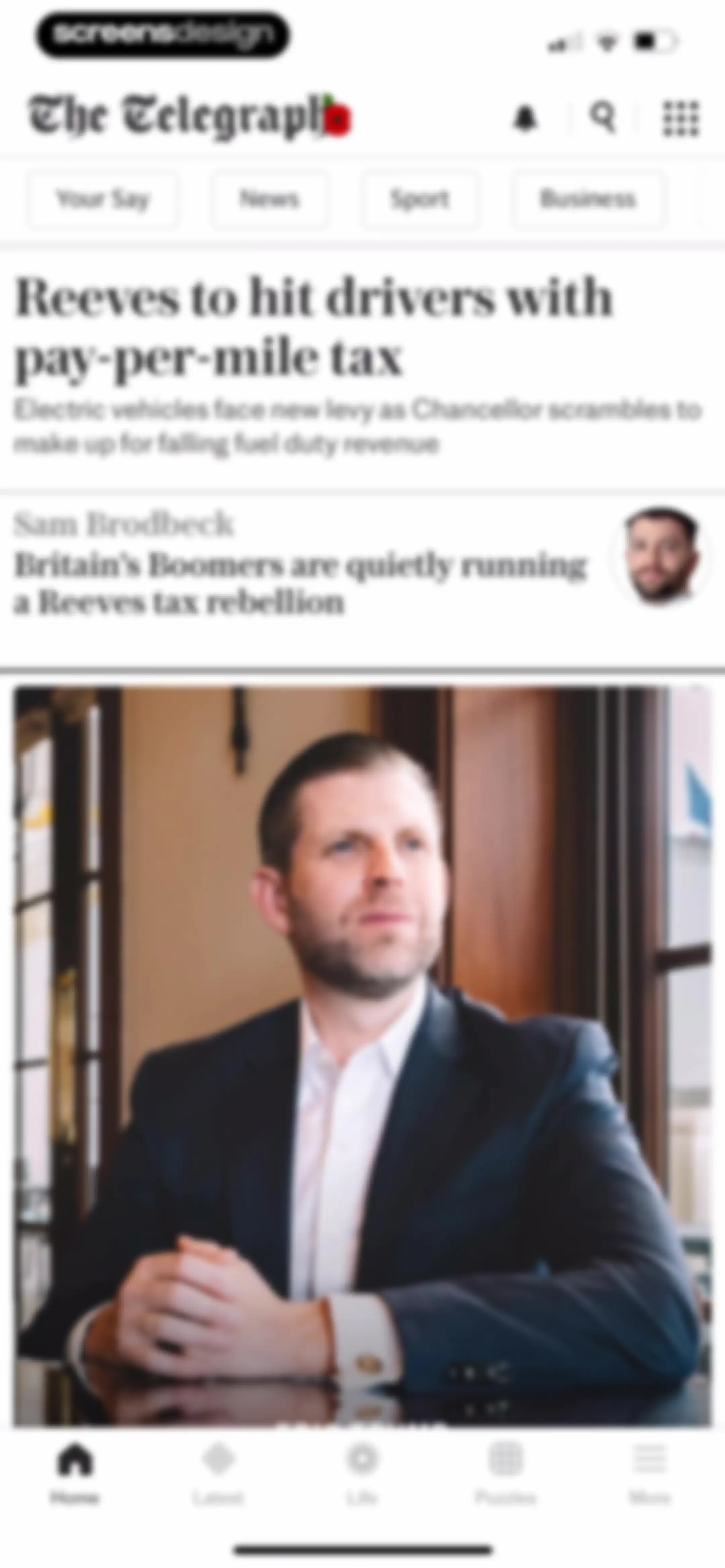 The Telegraph: UK & World News screen 14