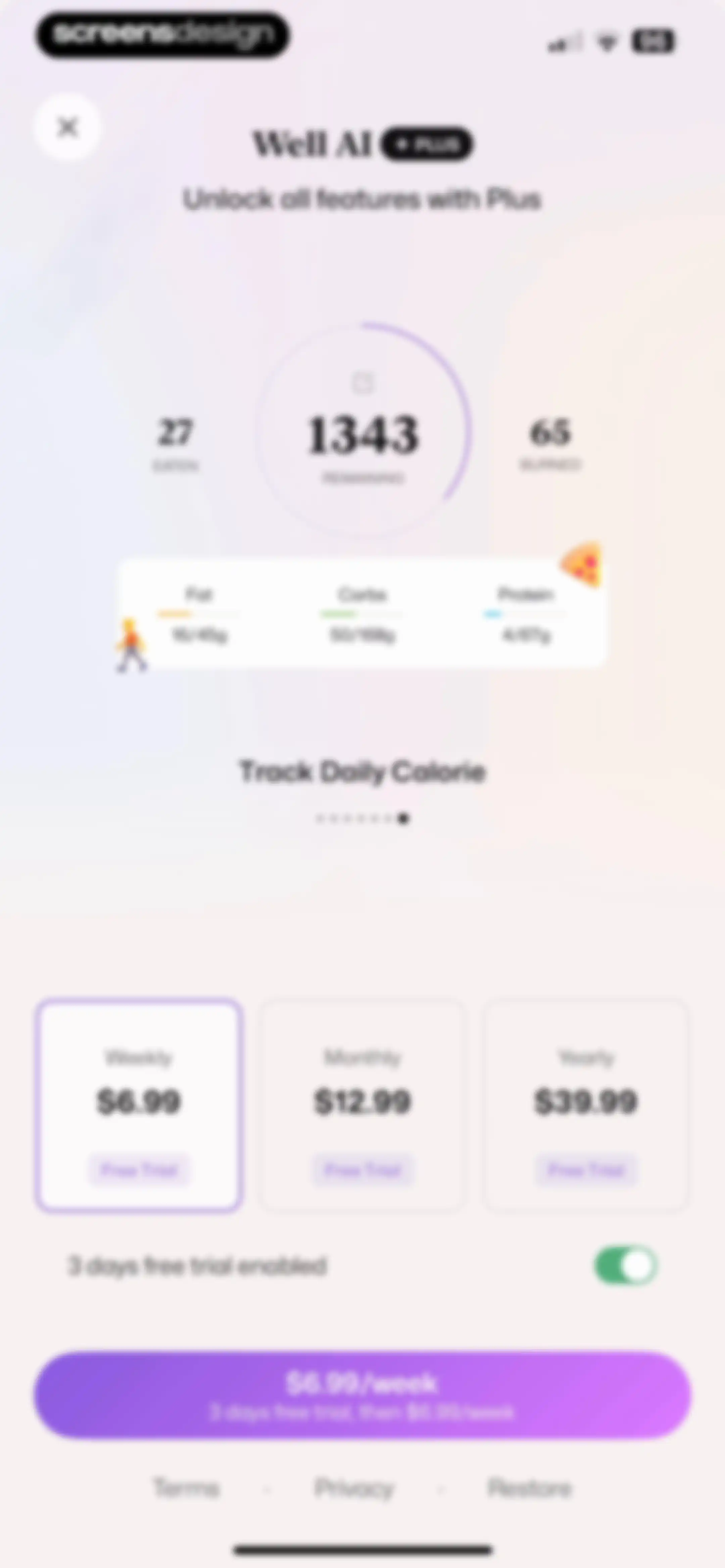 Well AI: Improve Well-being screen 136