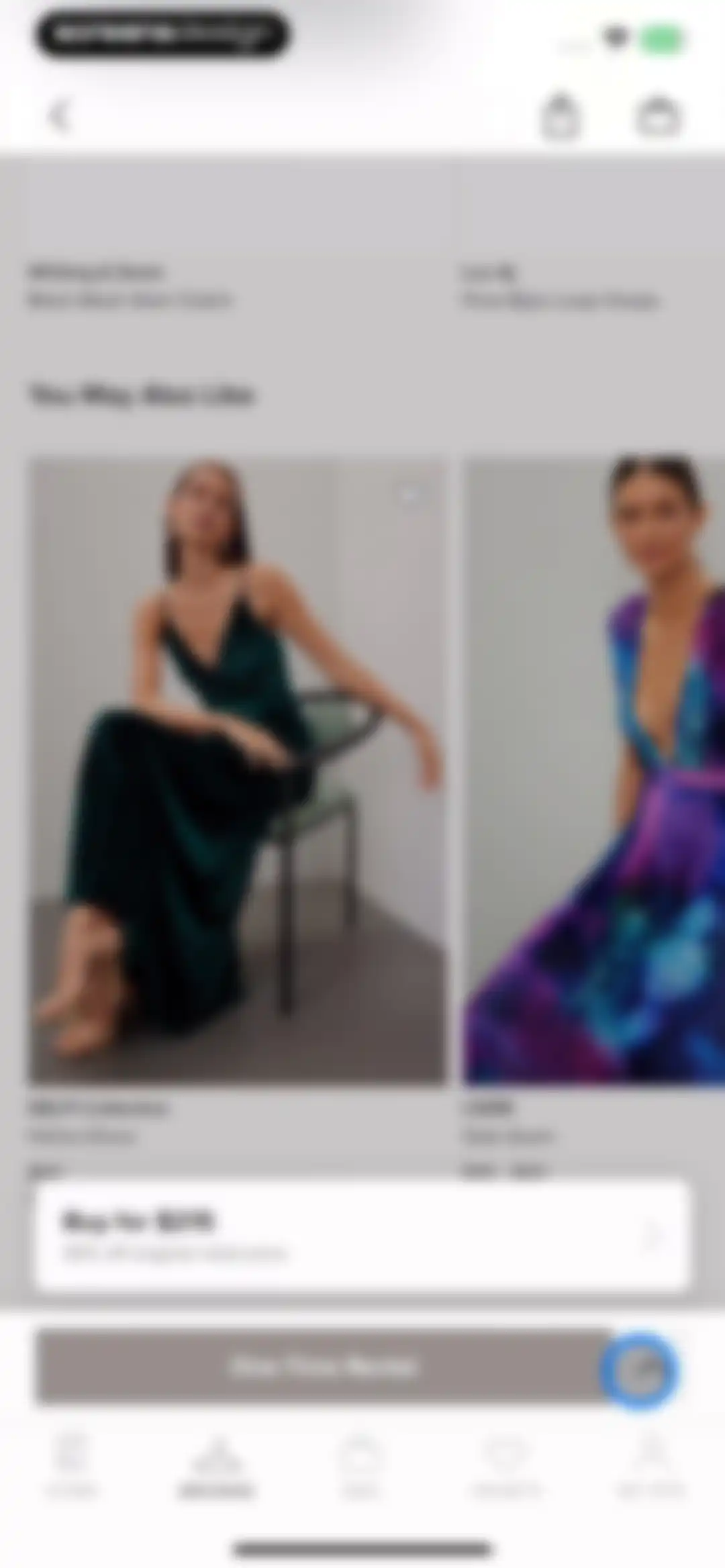 Rent the Runway (RTR) screen 33