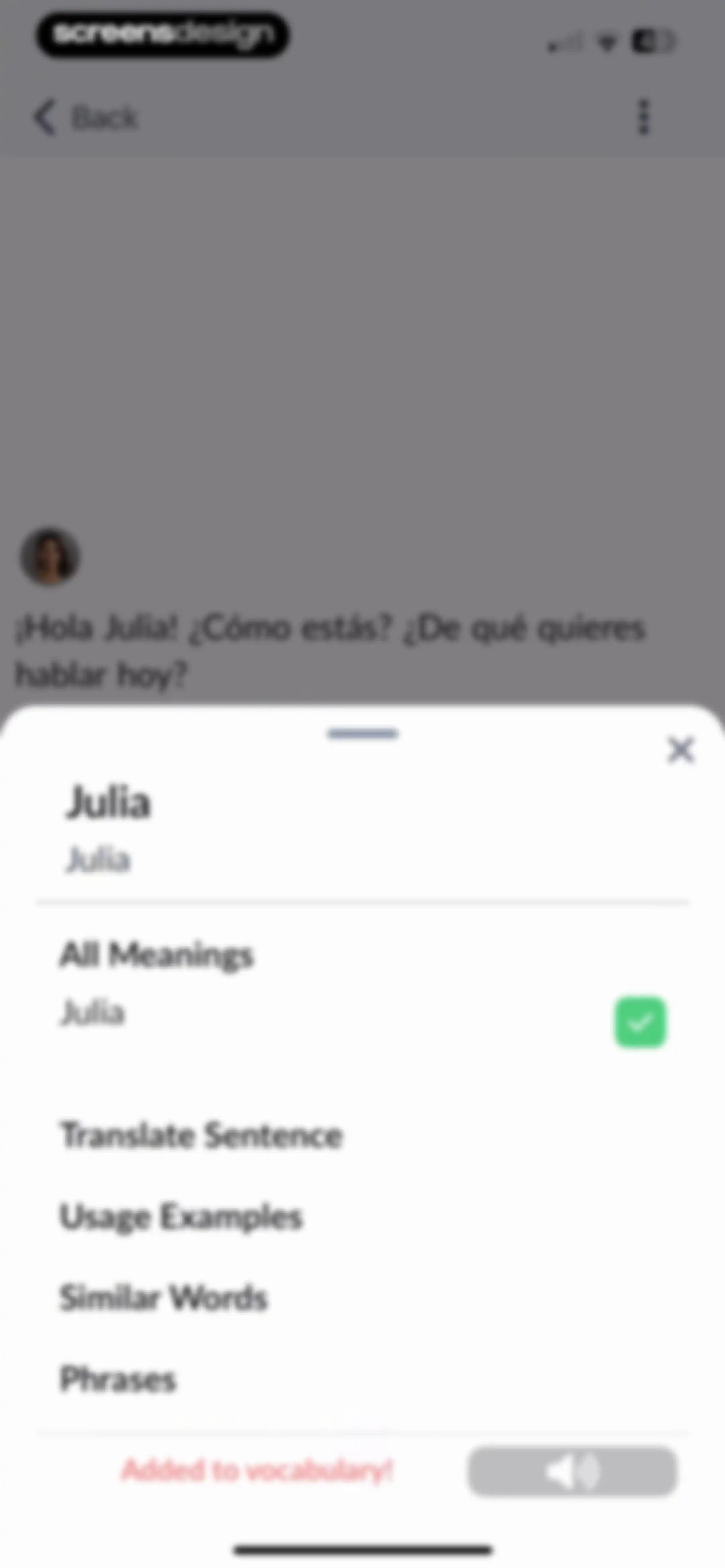 Langua: AI language learning screen 43