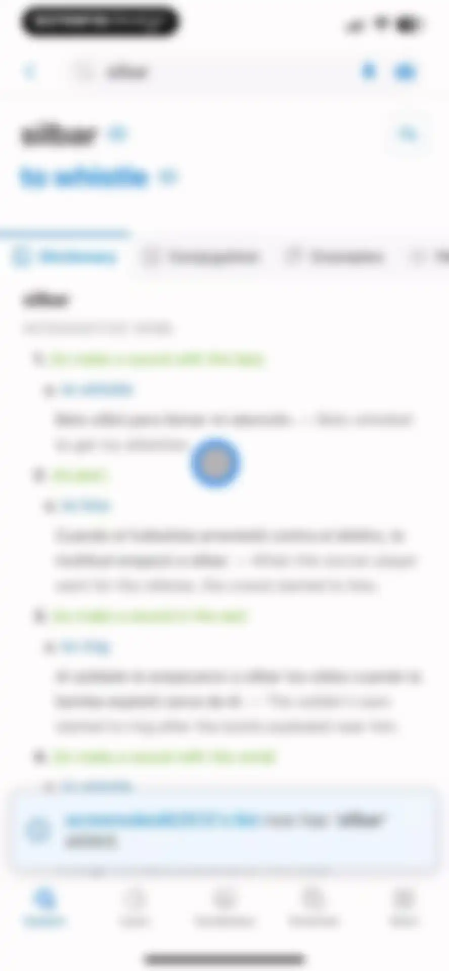 SpanishDictionary.com Learning screen 38