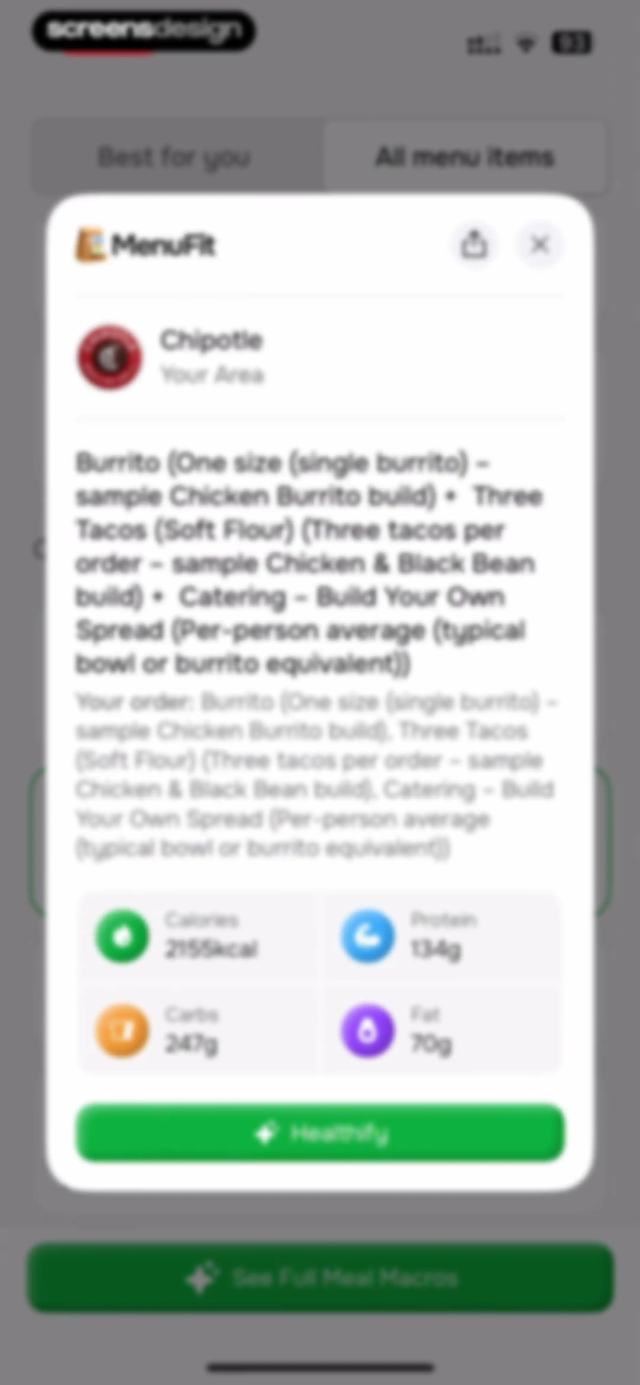 MenuFit - Healthy Eating Out screen 58