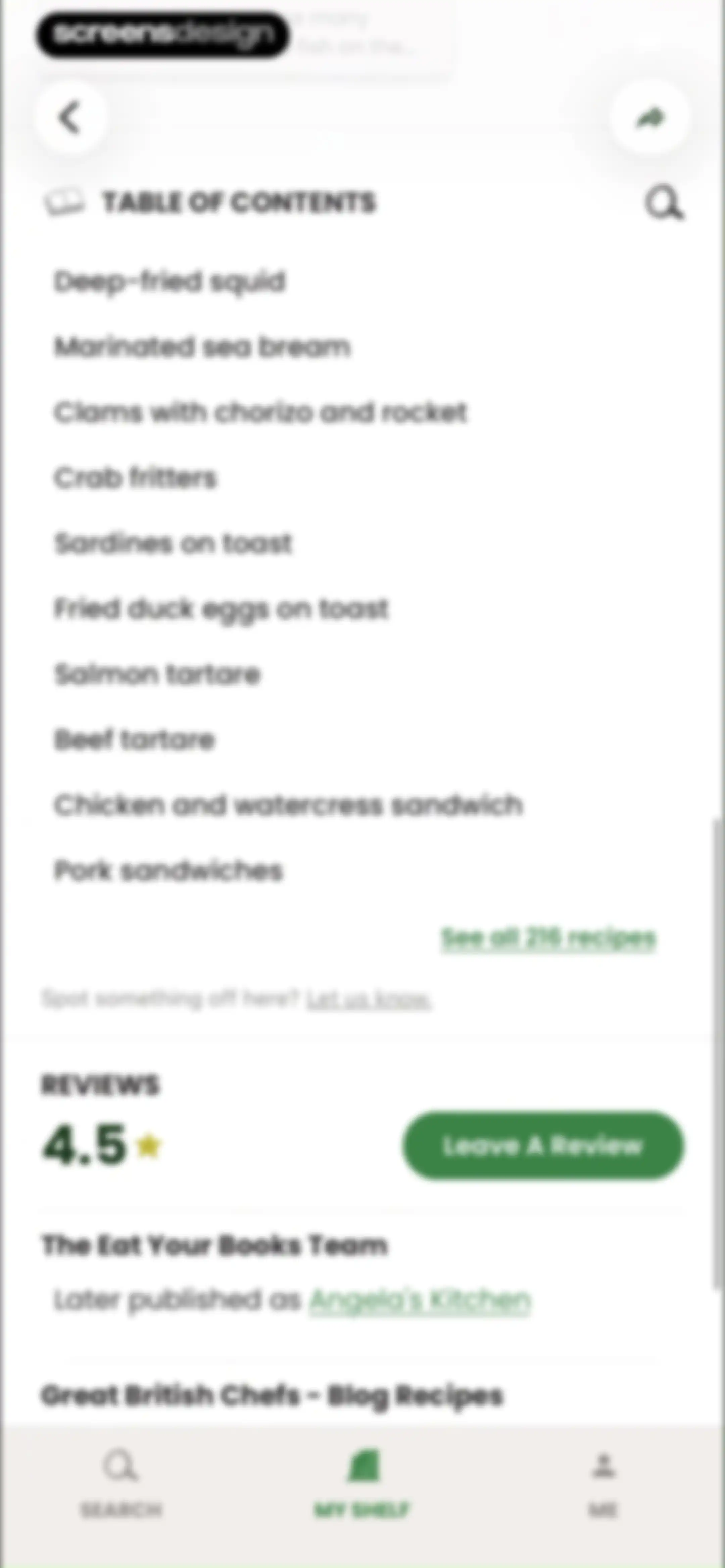 CookShelf: Search Cookbooks screen 61
