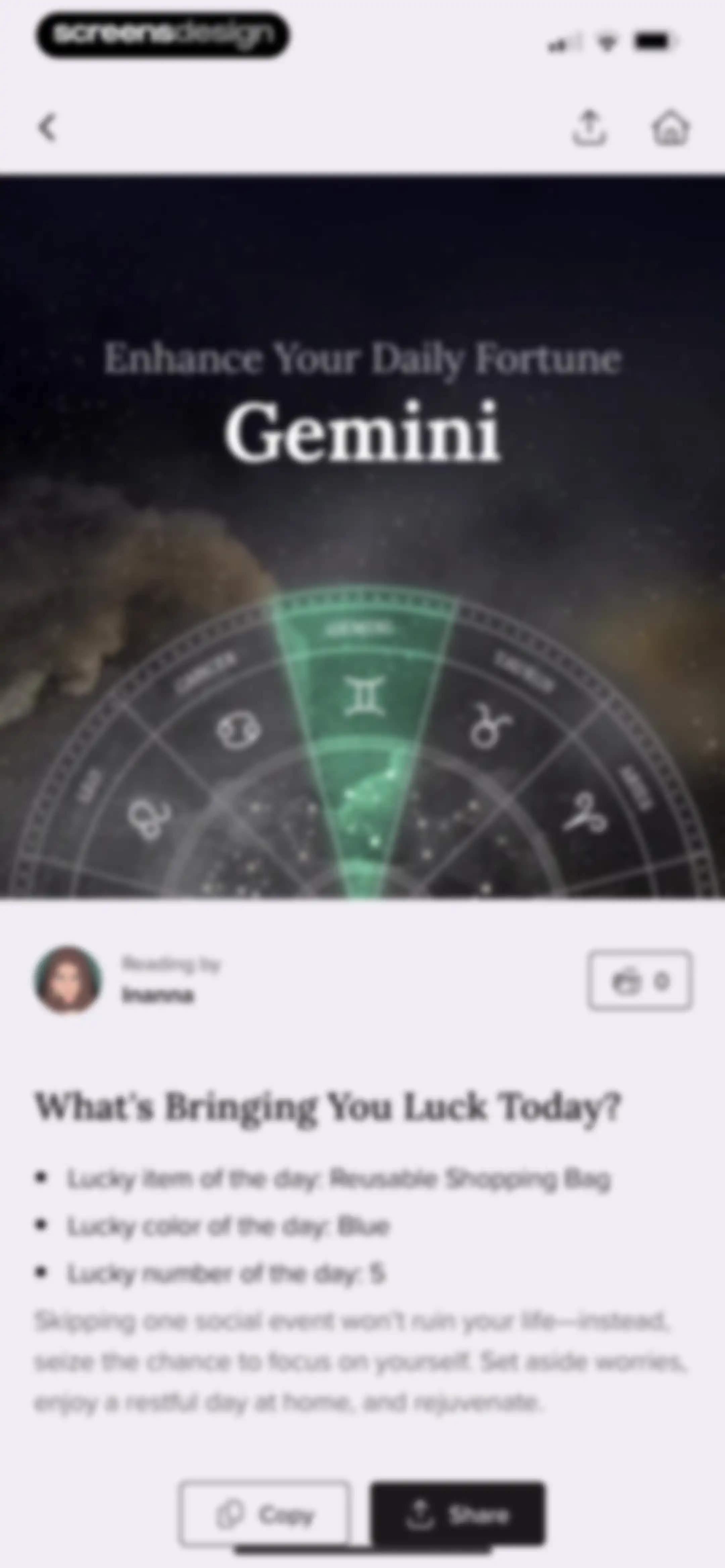 FORCETELLER: Daily Horoscope screen 60