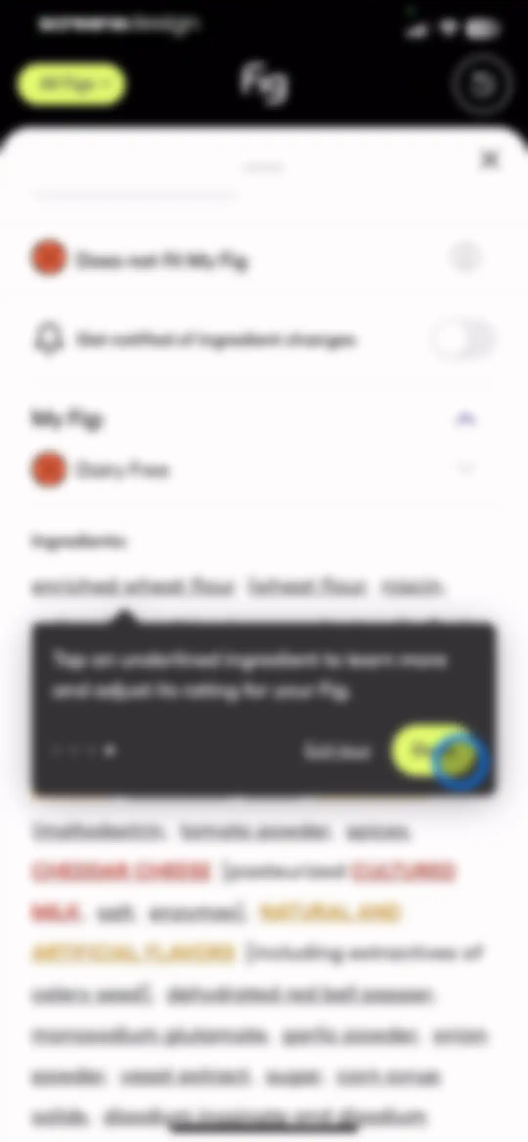 Fig: Food Scanner & Guide screen 18