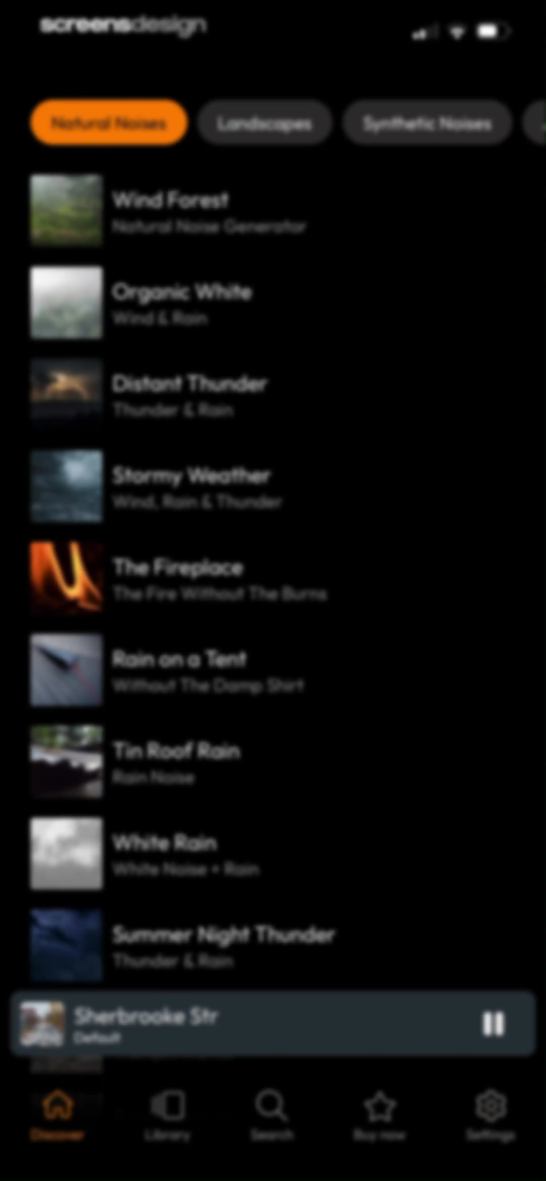 myNoise: Focus · Relax · Sleep screen 21