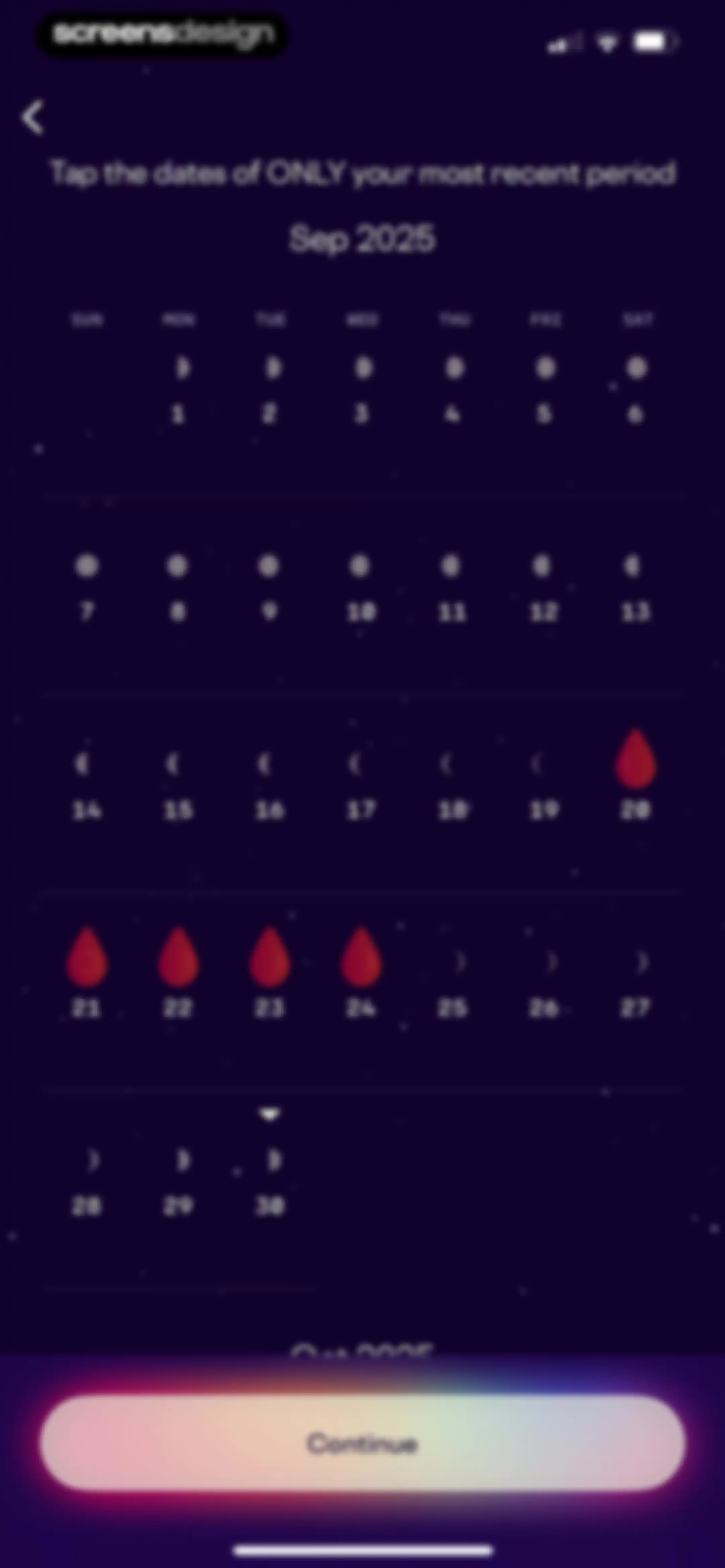 Stardust Period Tracker screen 13
