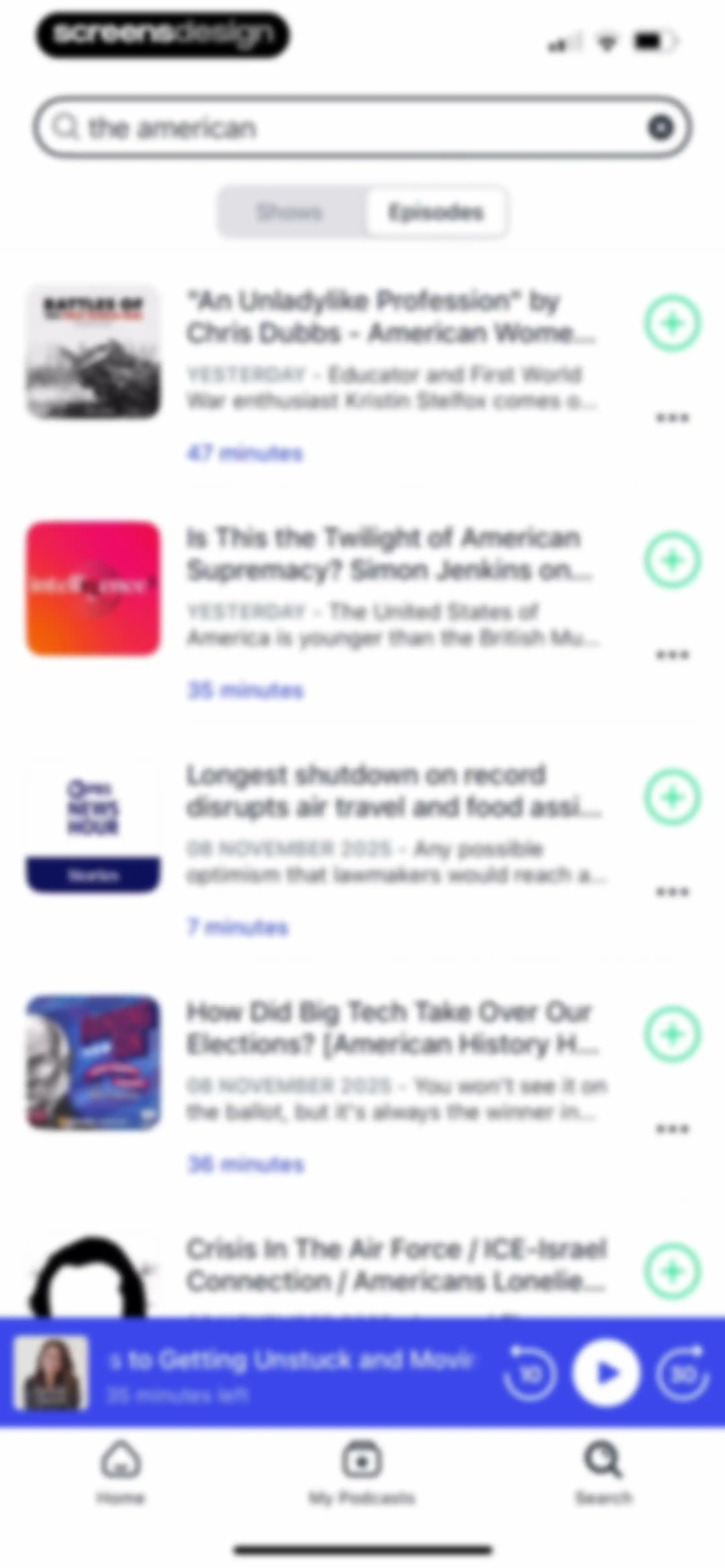 Podcast App screen 91