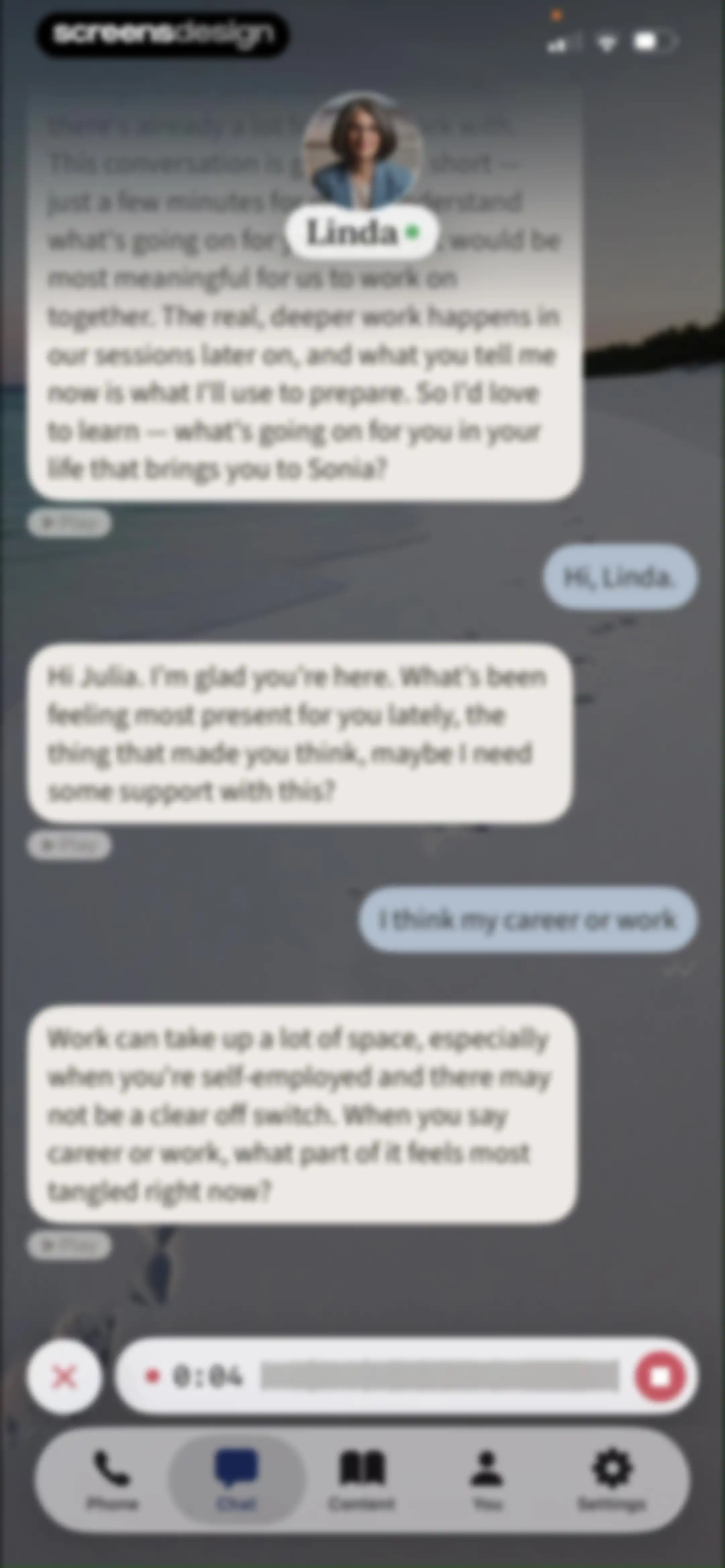 Sonia: AI for Mental Health screen 77