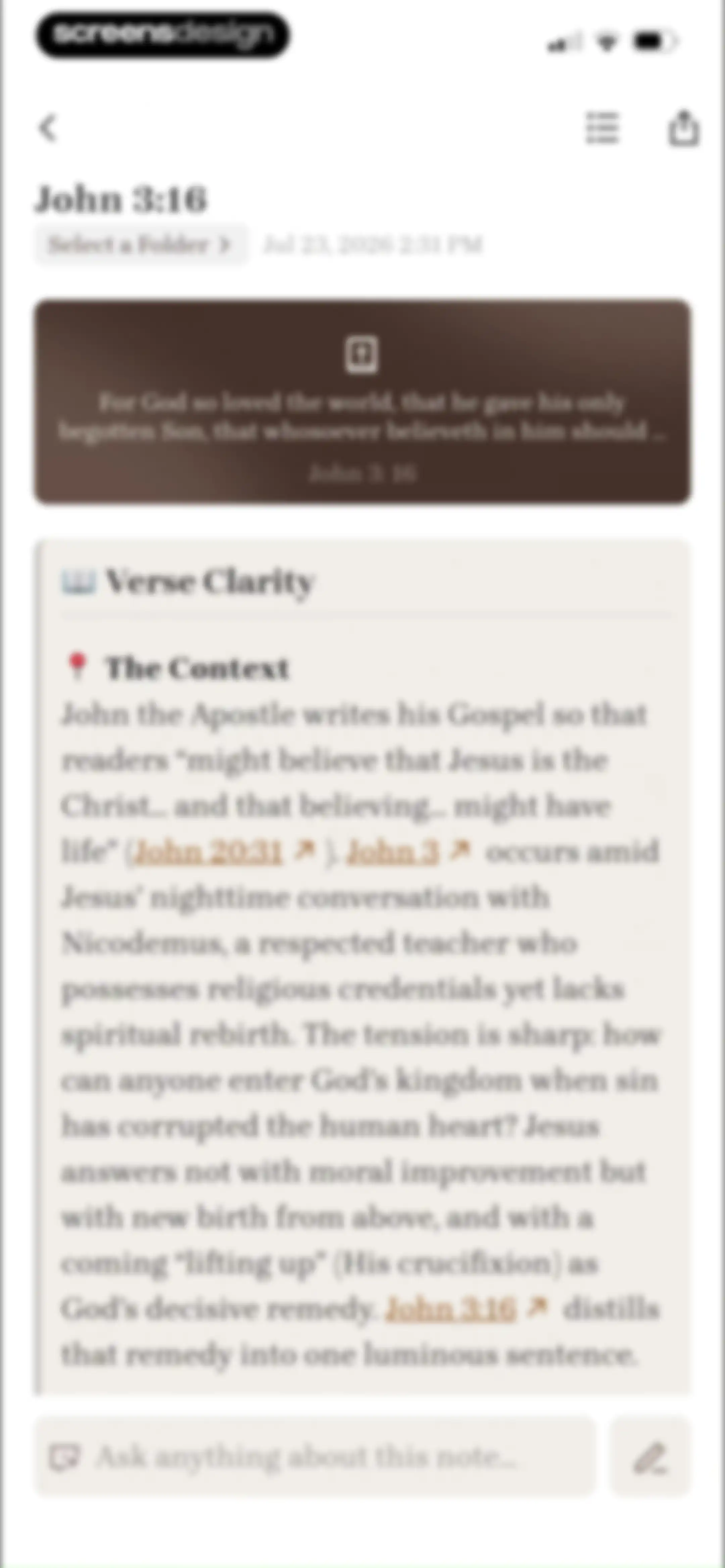 Bible Note: Sermon Notes screen 85