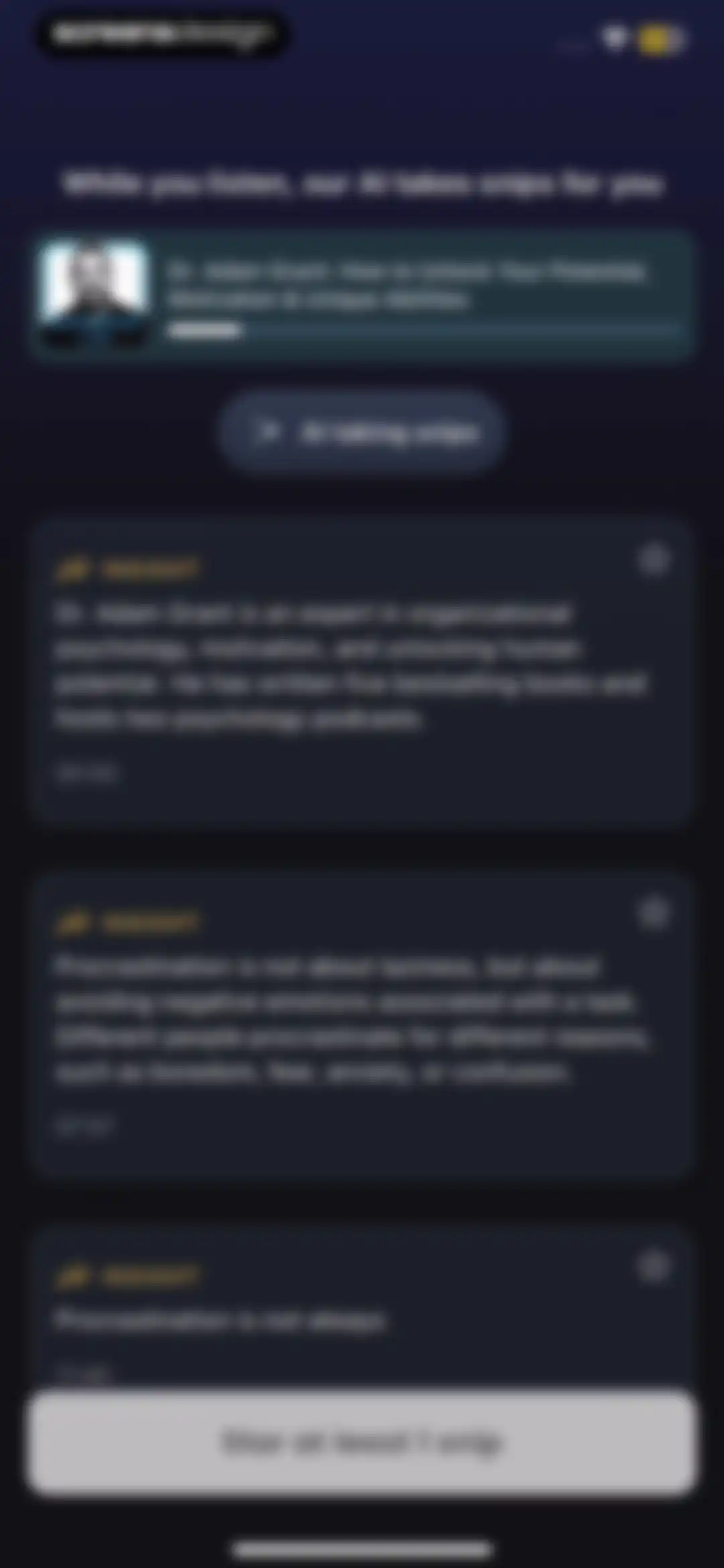 Snipd | AI Podcast Player screen 26