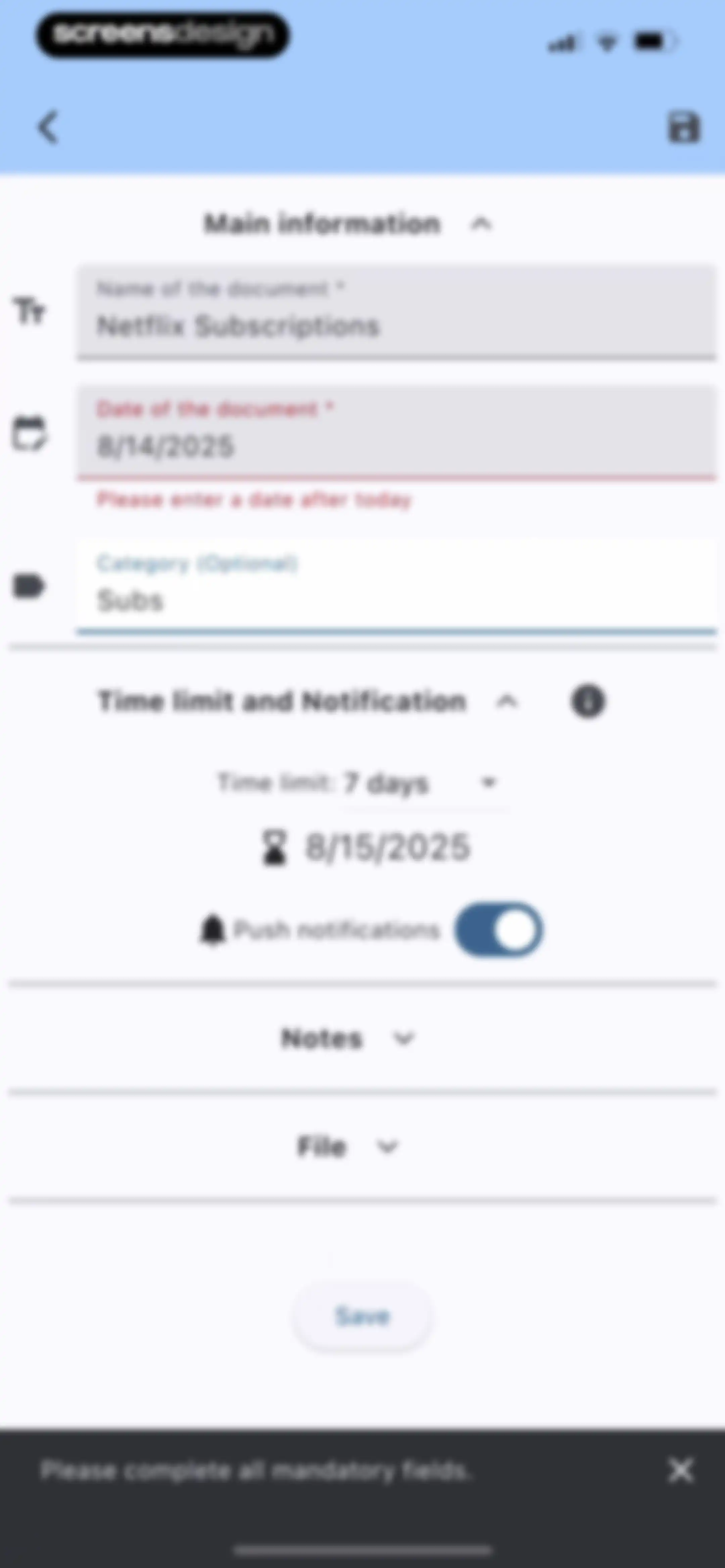 ExpiNotif: Expiration dates screen 26